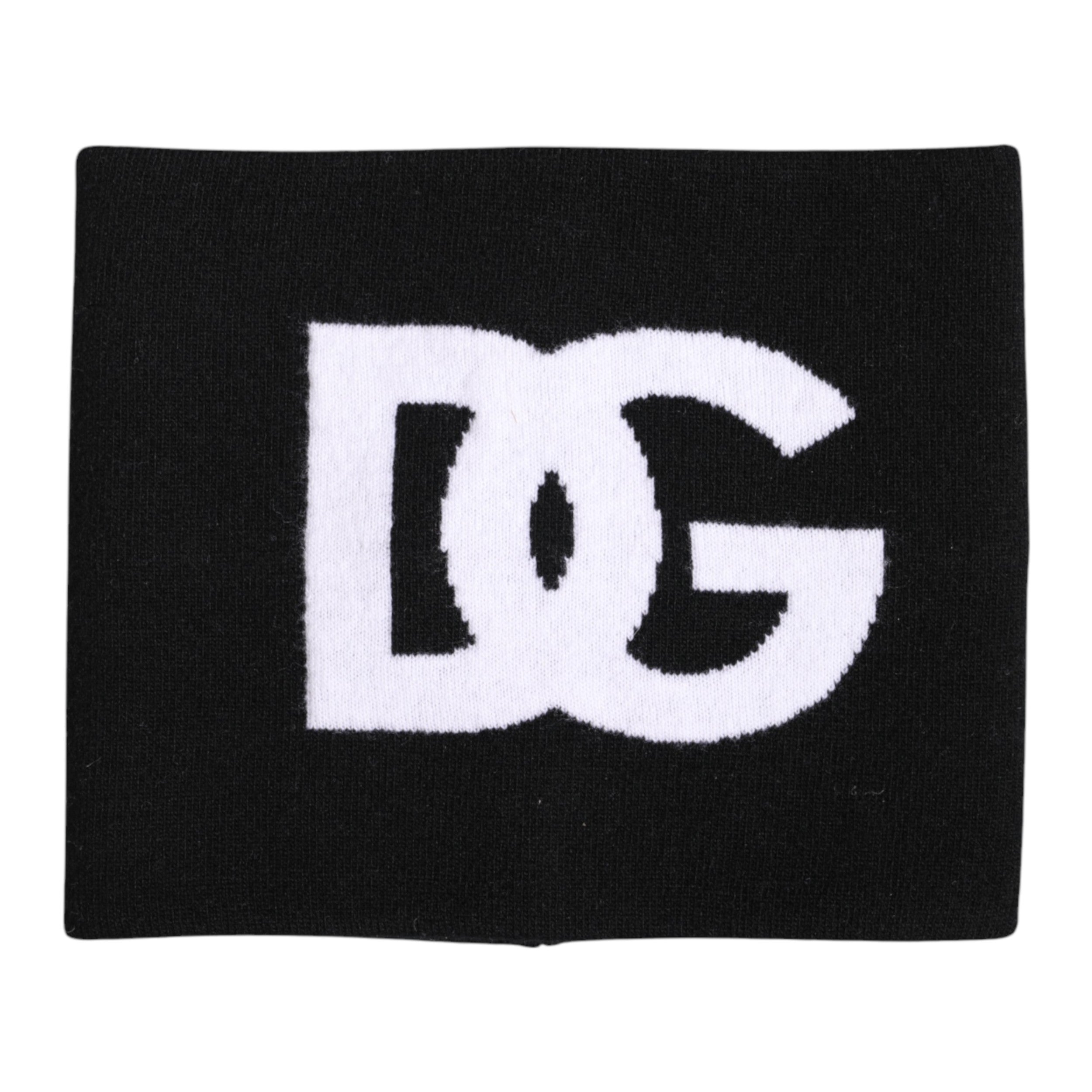 Black White Logo Print Knitted Neck Warmer Scarf - ventzia