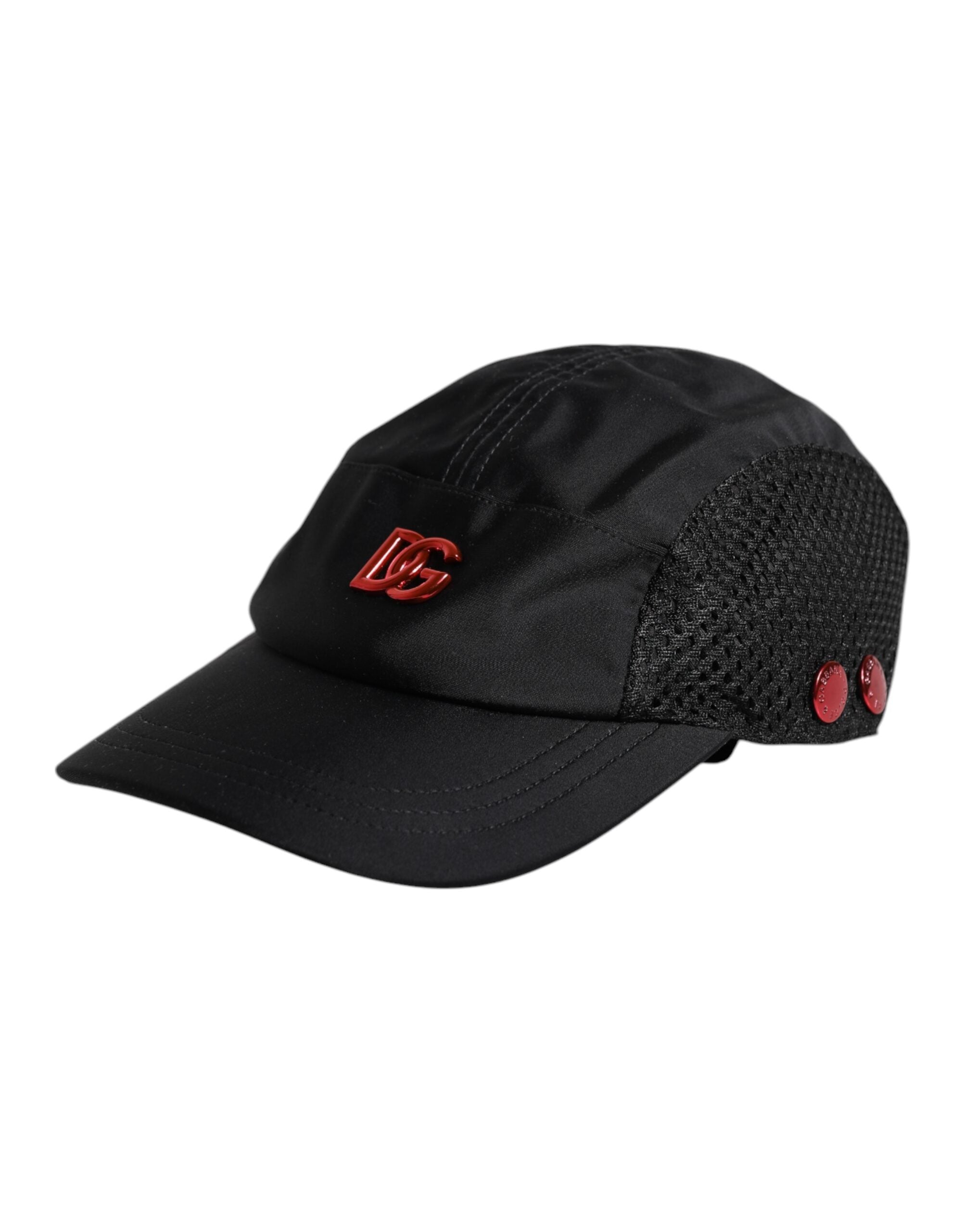 Black Nylon DG Logo 6 Panels Baseball Cap - ventzia