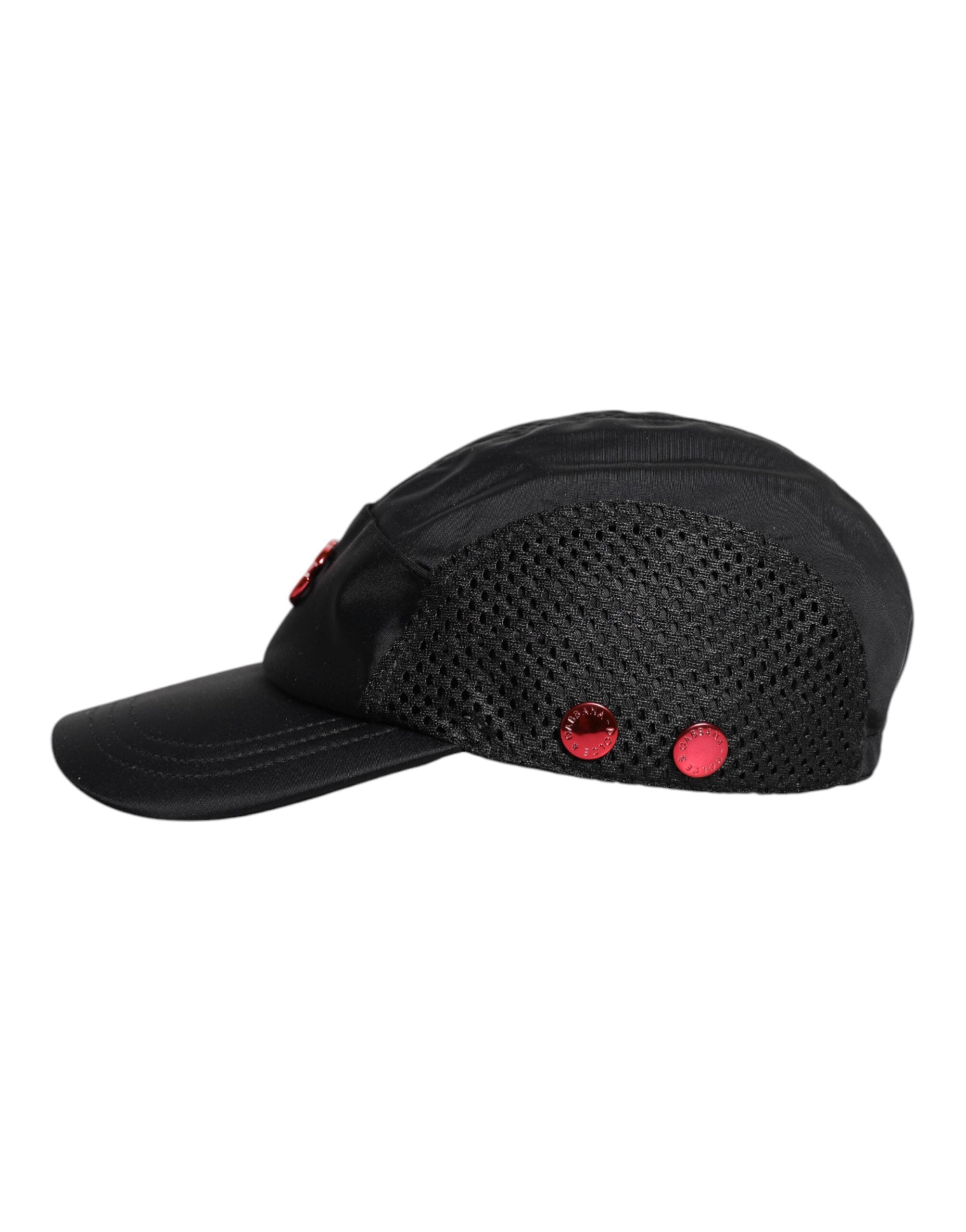 Black Nylon DG Logo 6 Panels Baseball Cap - ventzia