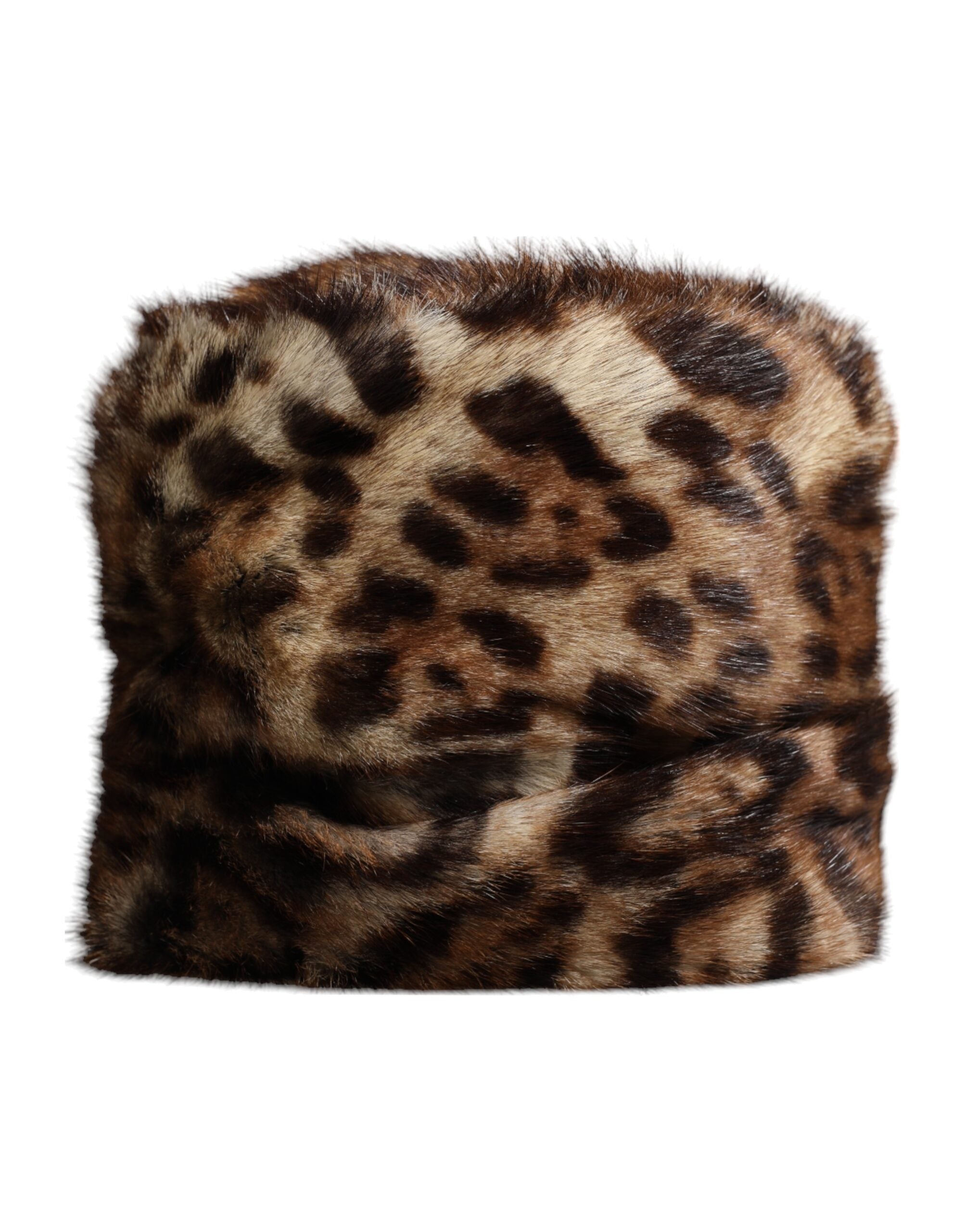 Brown Leopard Faux Fur Women Bucket Hat - ventzia