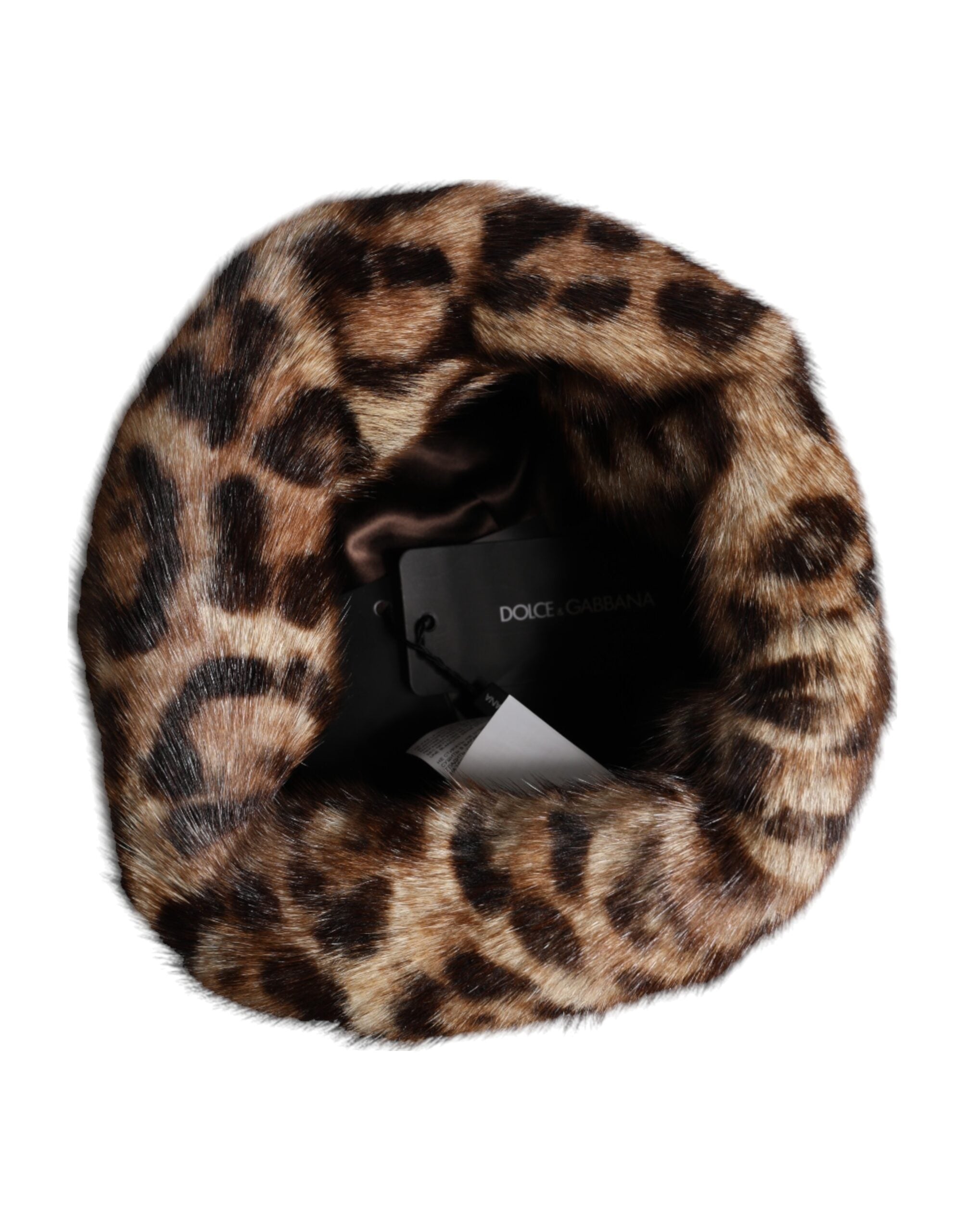 Brown Leopard Faux Fur Women Bucket Hat - ventzia