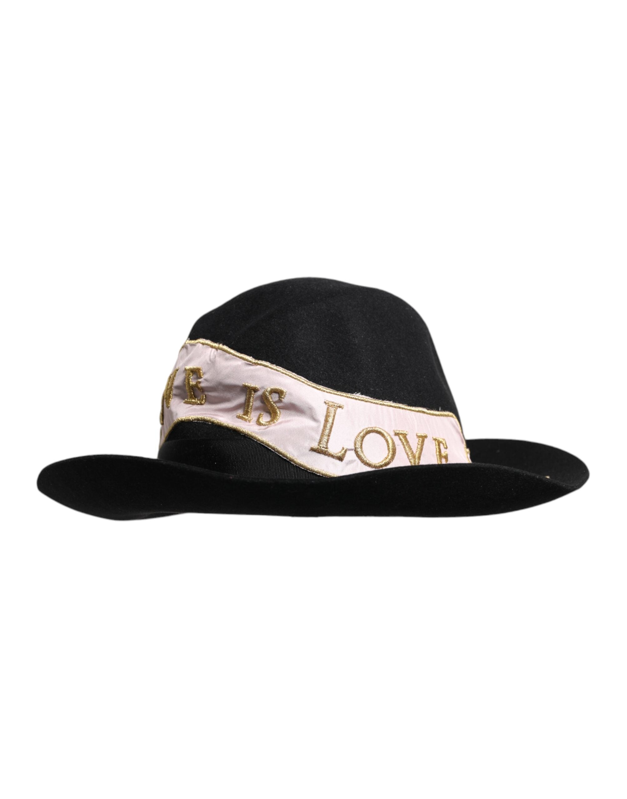 Black Logo Embroidered Women Wide Brim Hat - ventzia