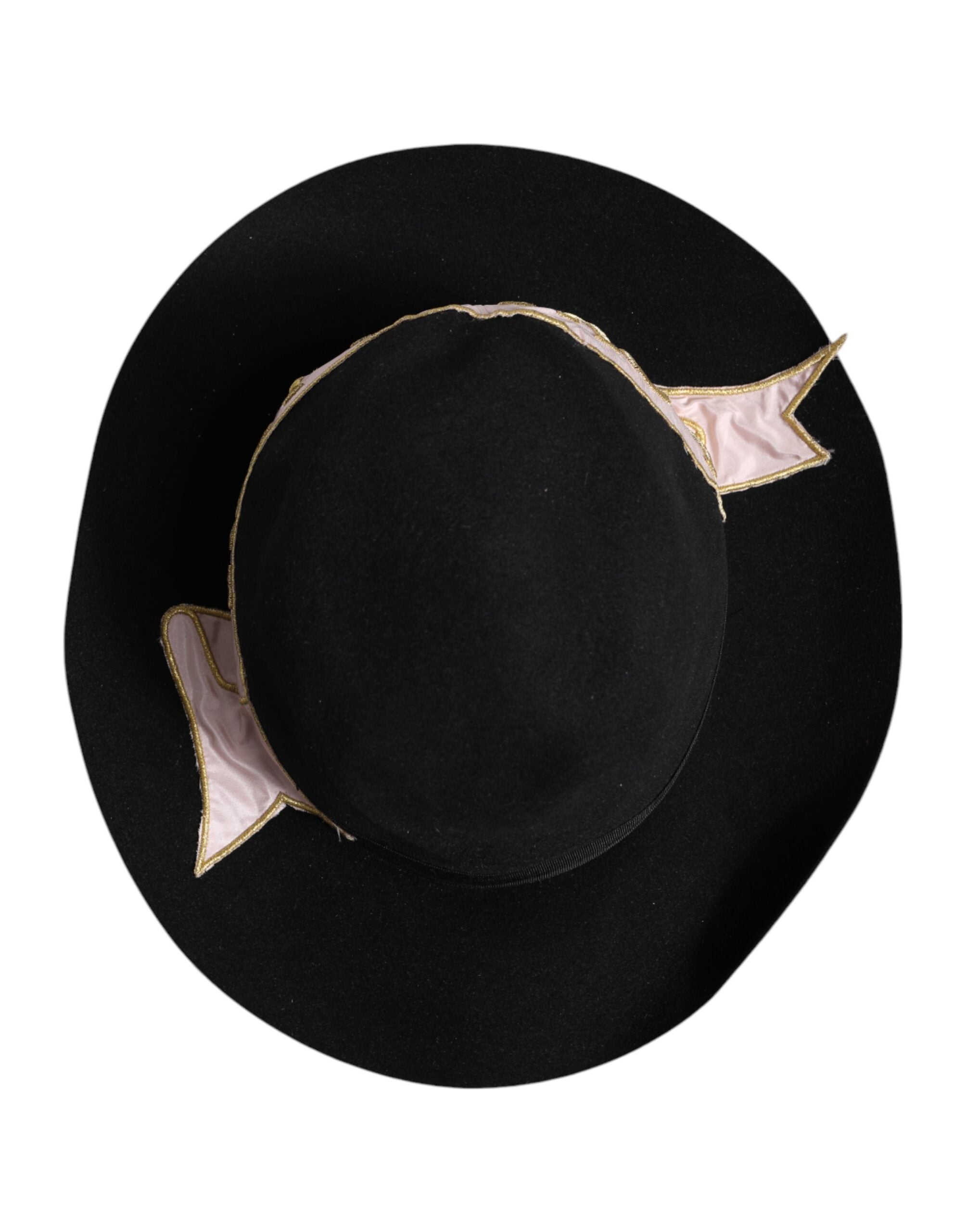 Black Logo Embroidered Women Wide Brim Hat - ventzia