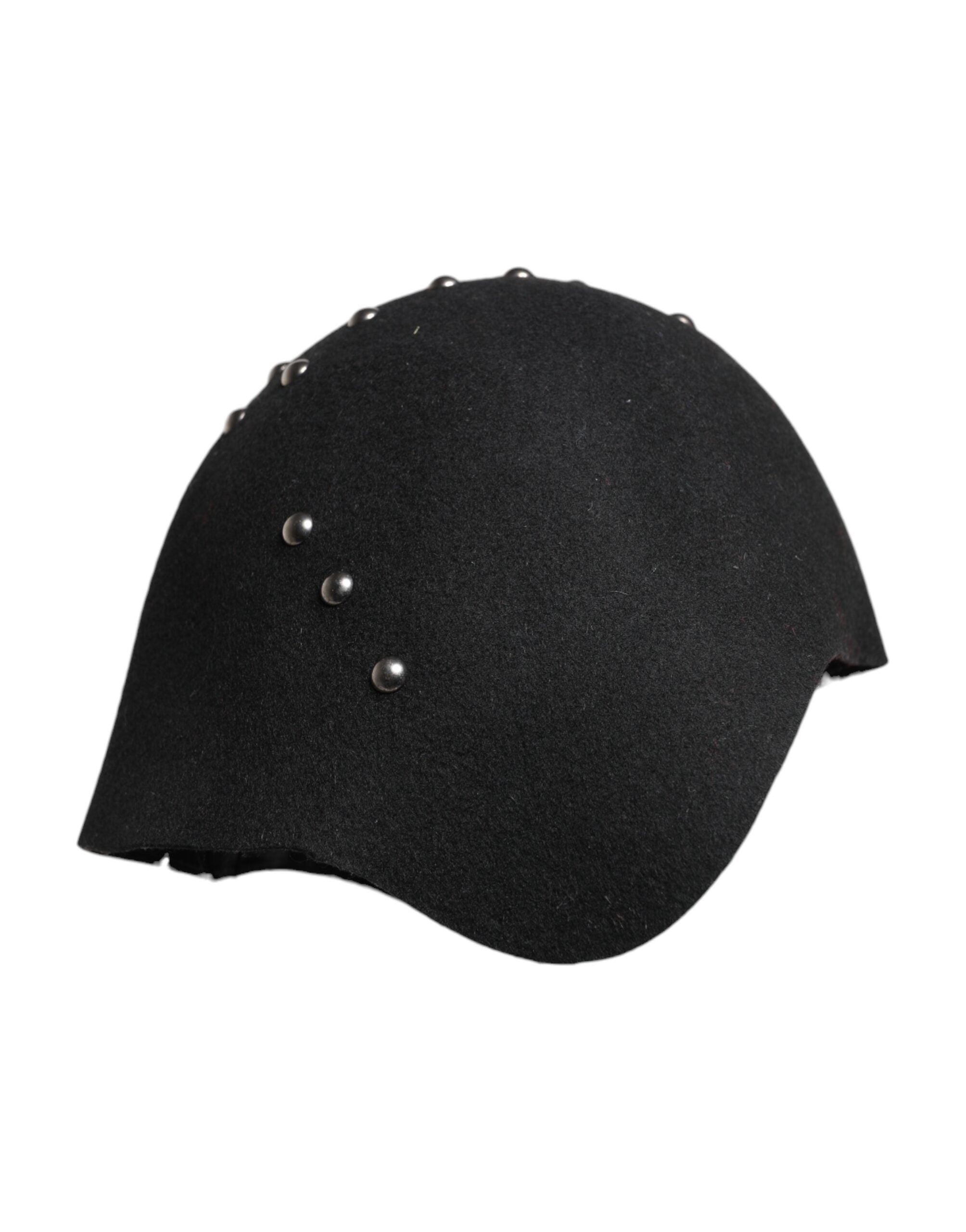 Black Wool Multicolor Embellished Cloche Hat - ventzia