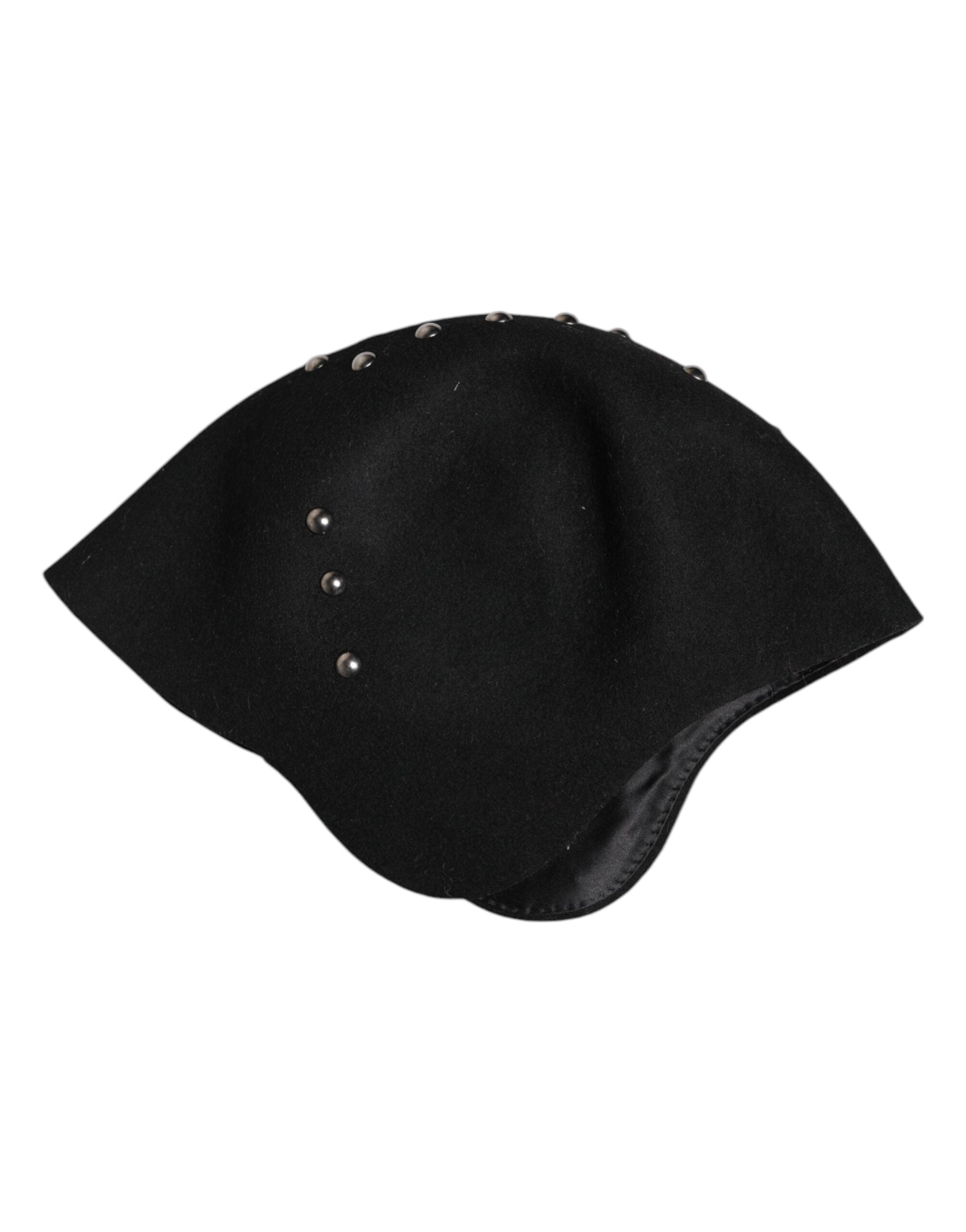 Black Wool Multicolor Embellished Cloche Hat - ventzia