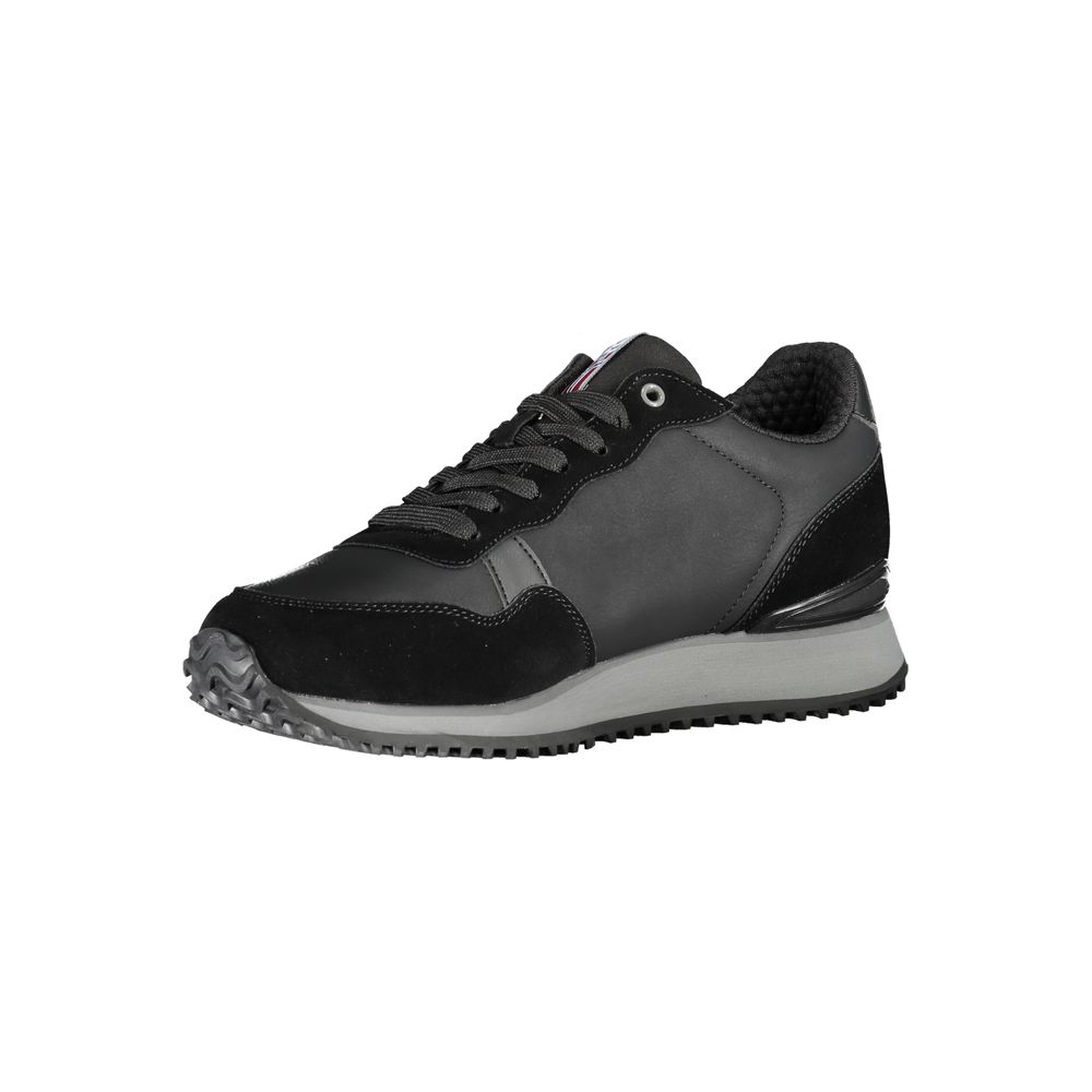 Sleek Black Contrast Lace Sneakers - ventzia