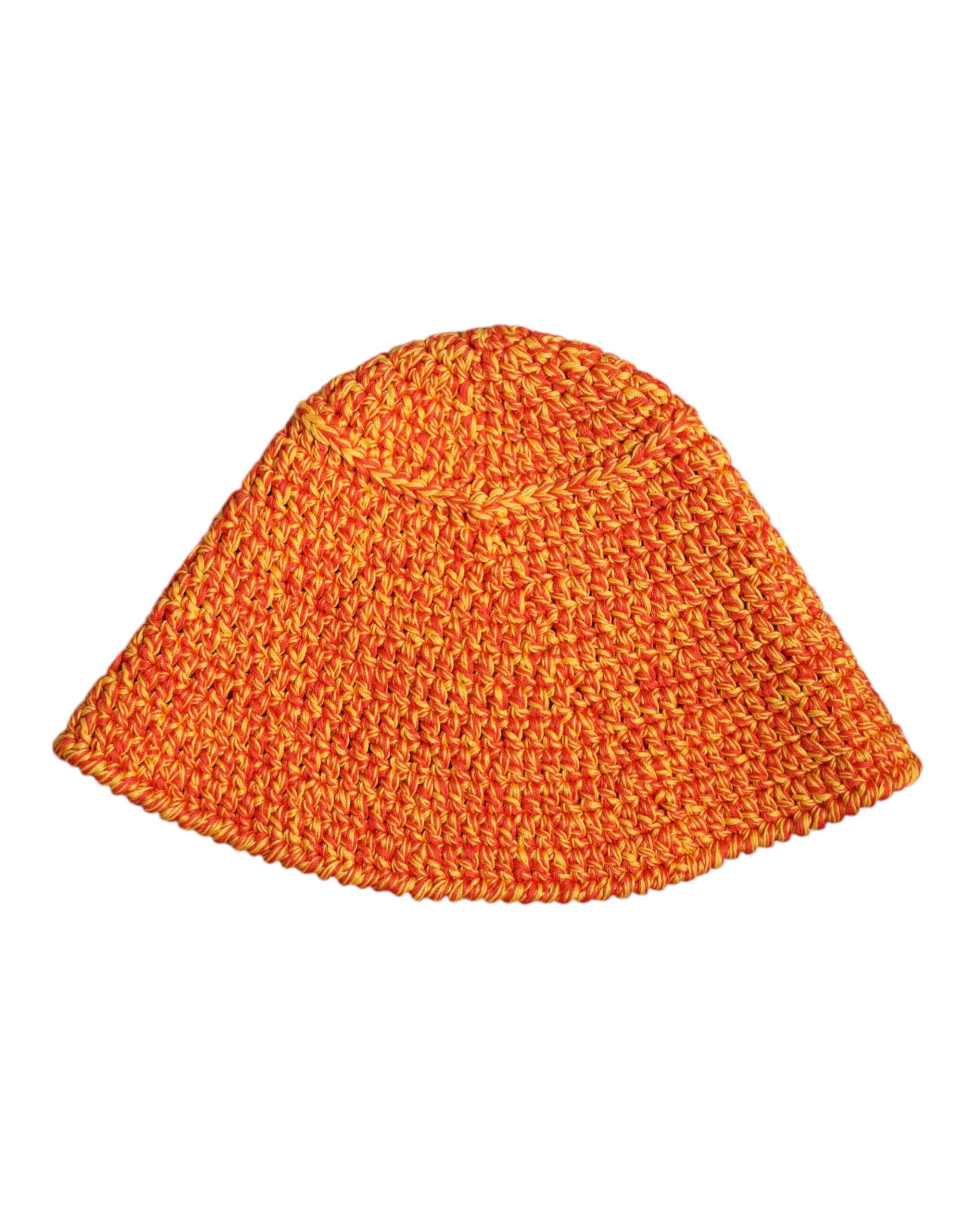 Orange Cotton Crochet DG Logo Bucket  Hat - ventzia