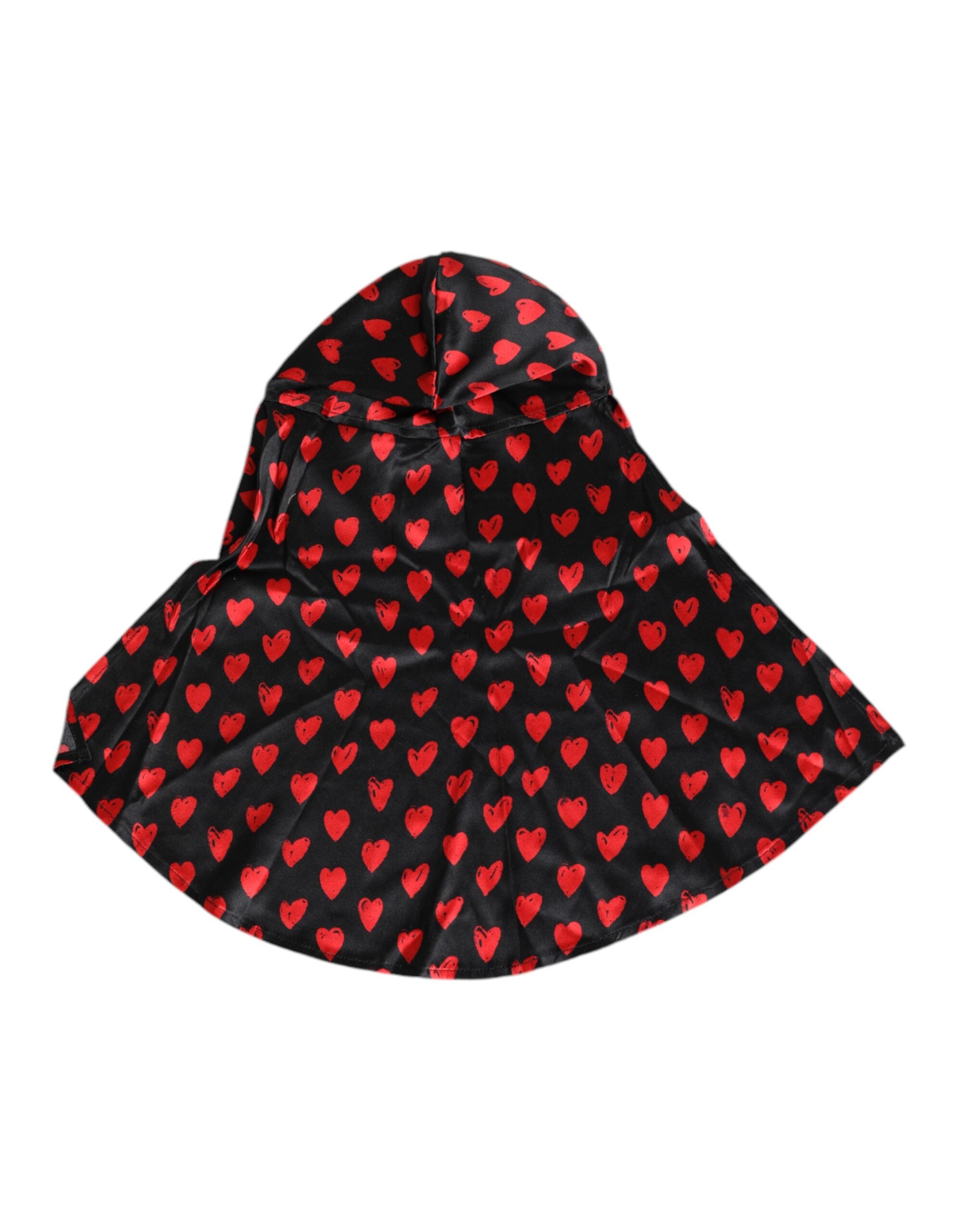 Black Red Hearts Polyester Hat - ventzia