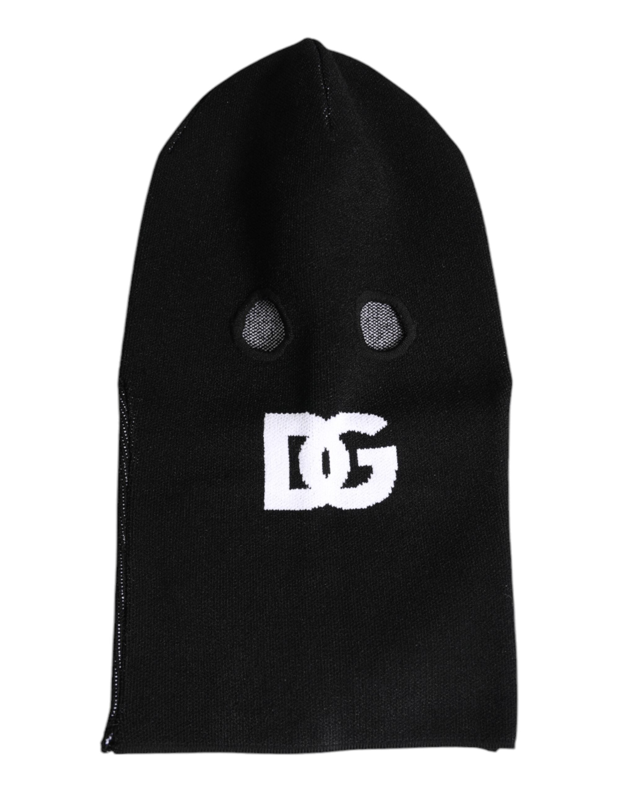 Black Cashmere Knitted Ski Mask Balaclava Hat - ventzia