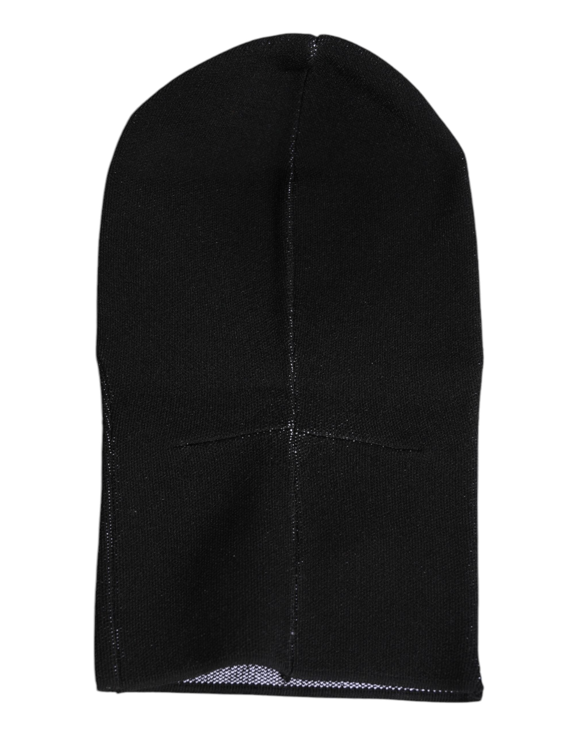 Black Cashmere Knitted Ski Mask Balaclava Hat - ventzia