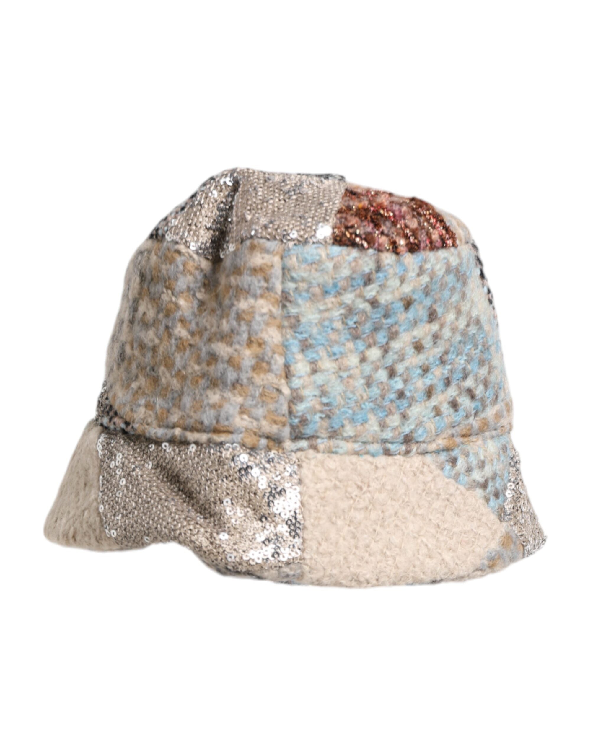 Multicolor Patchwork Embellished Bucket Hat - ventzia