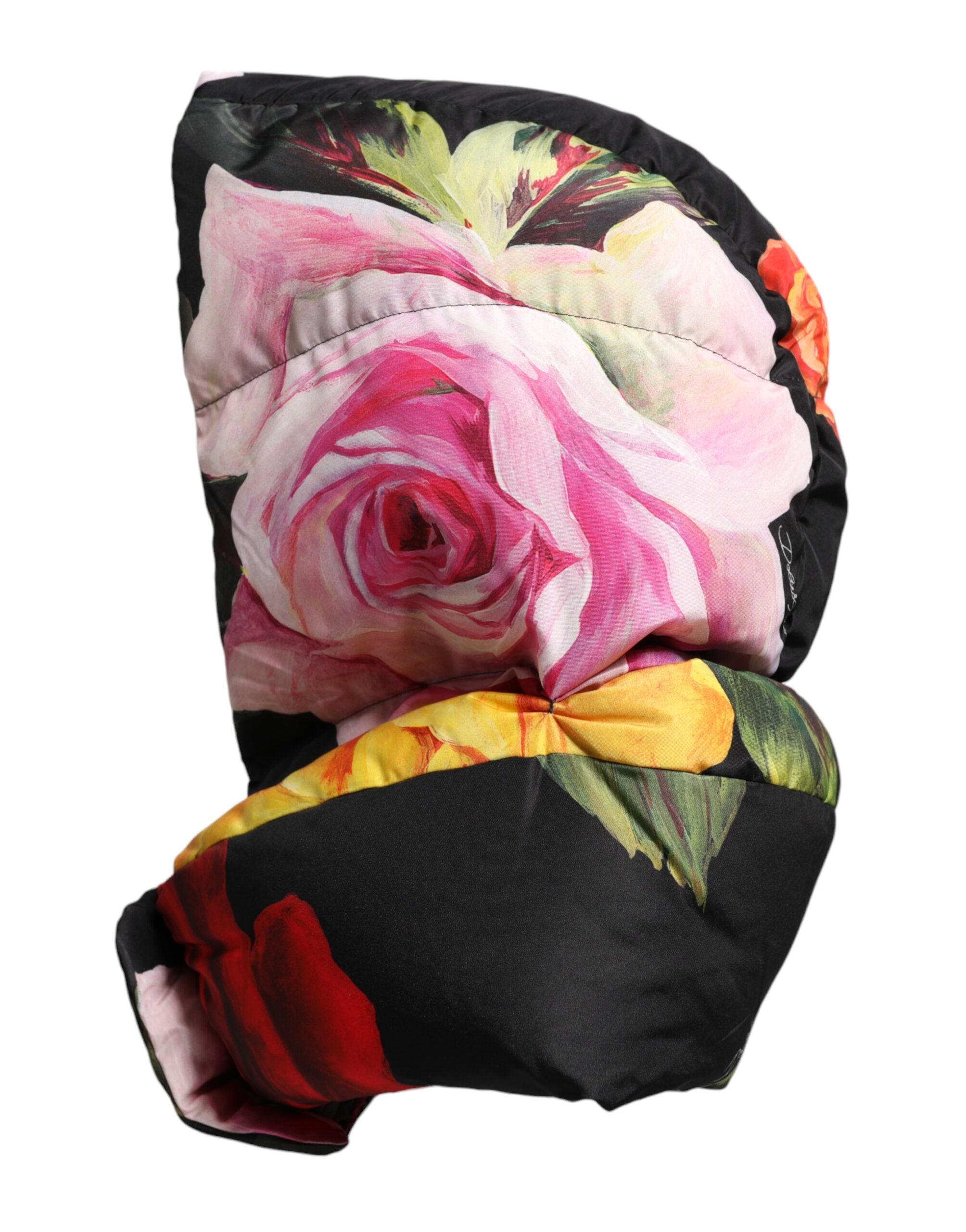 Black Floral Print Whole Head Wrap Hat - ventzia