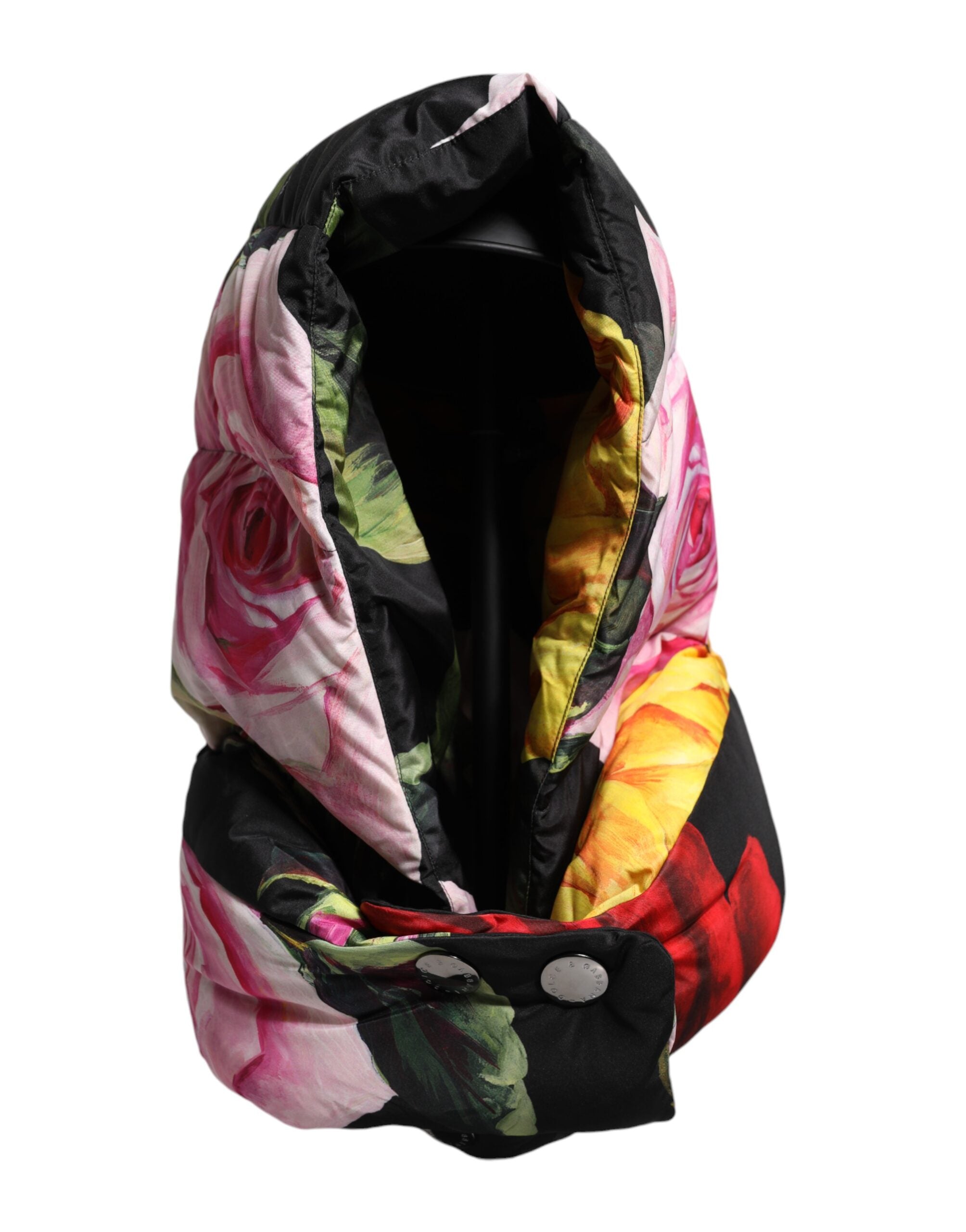 Black Floral Print Whole Head Wrap Hat - ventzia