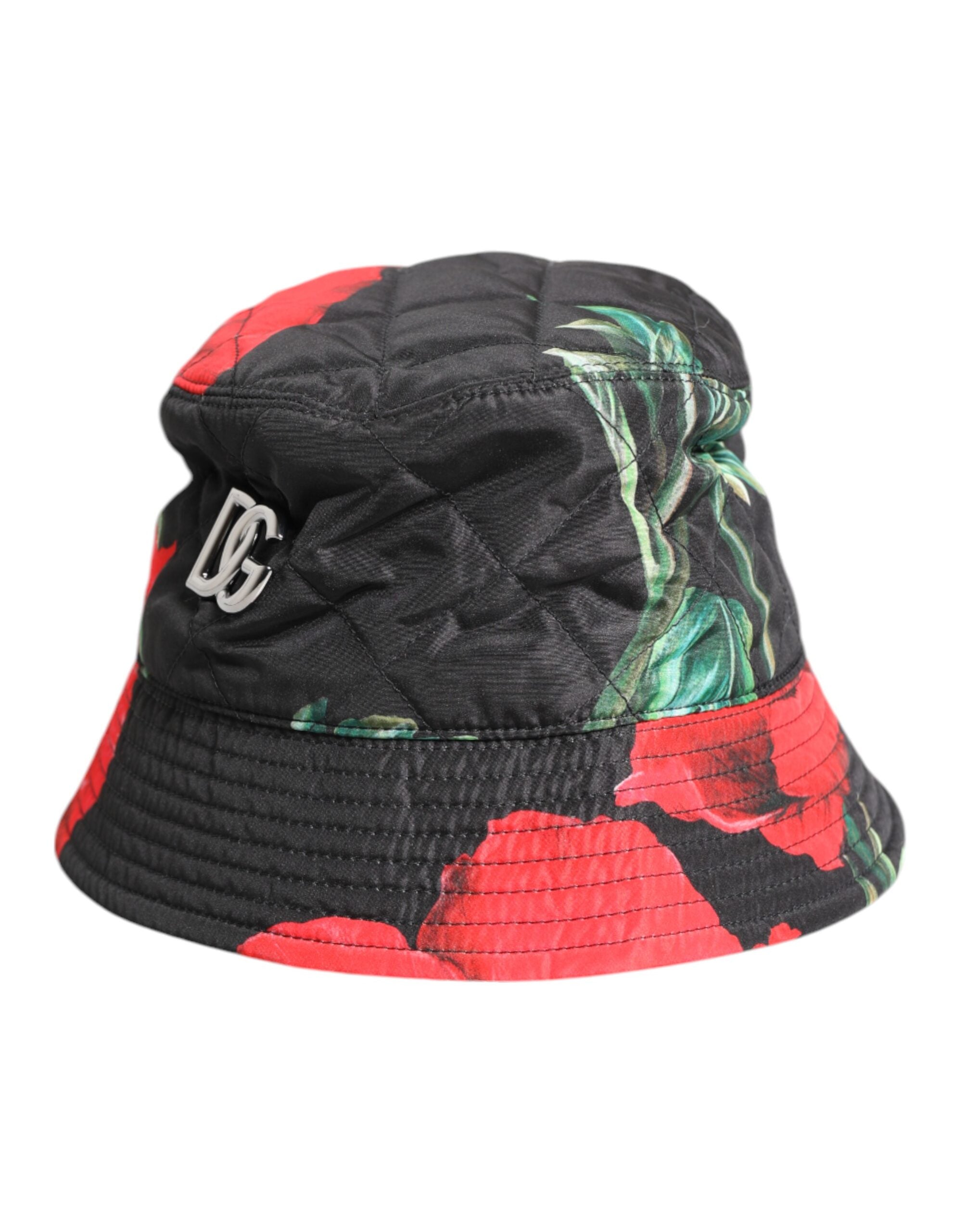 Multicolor DG Plaque Wide Brim Bucket Hat - ventzia