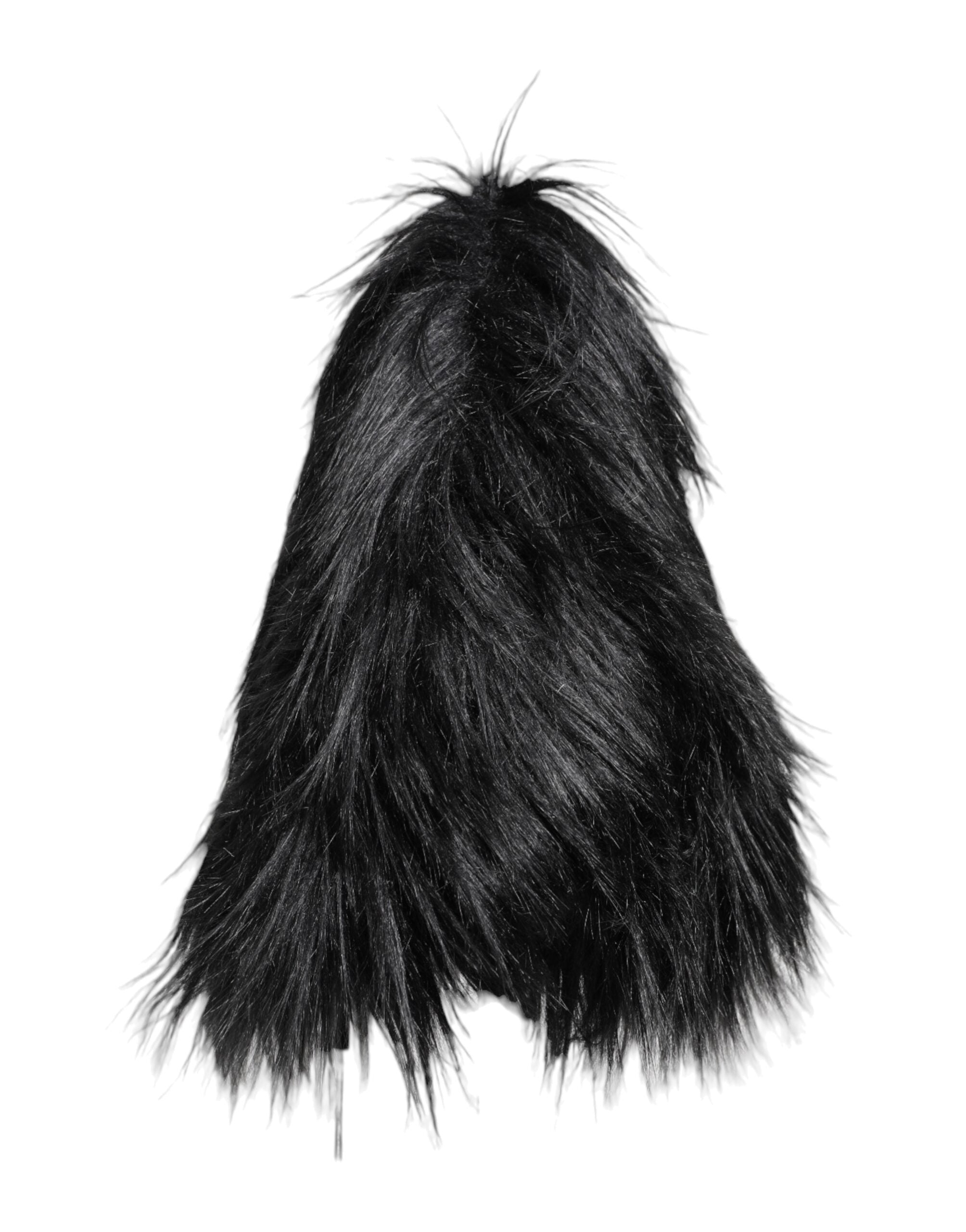 Black Acrylic Fur Womens Bucket Hat - ventzia