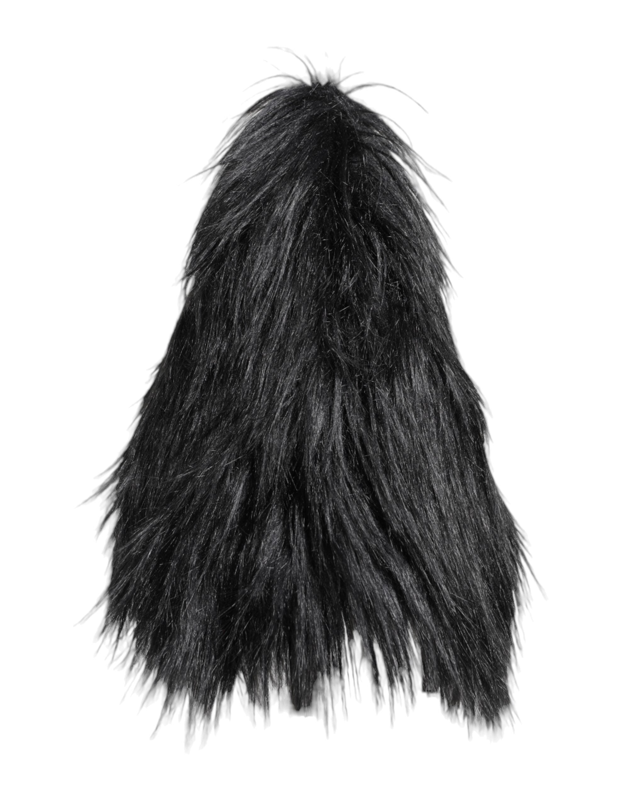 Black Acrylic Fur Womens Bucket Hat - ventzia