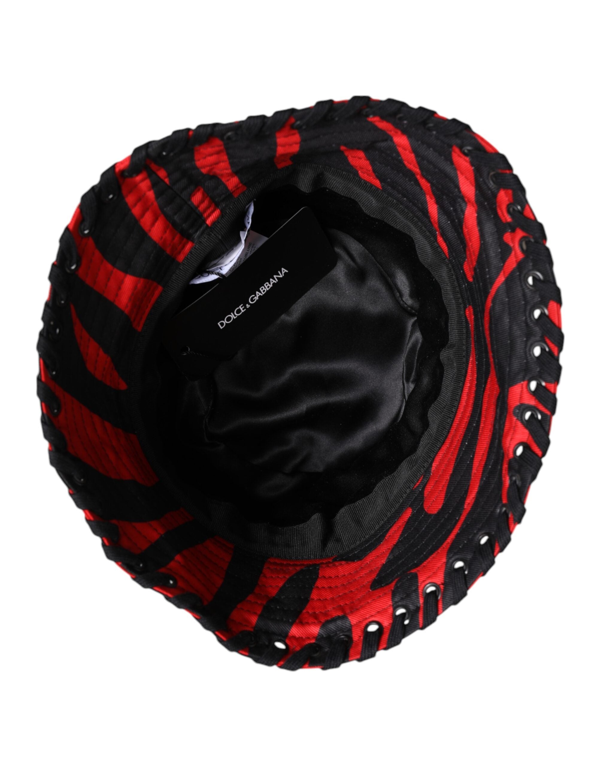 Black Red Stripe Polyester Wide Brim Bucket Hat - ventzia