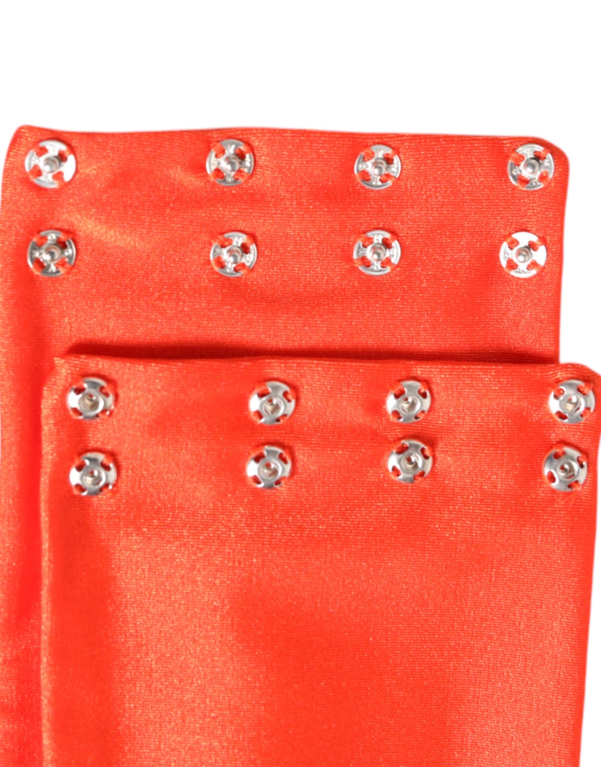 Orange Nylon Stretch Women Neck Warmer Scarf - ventzia