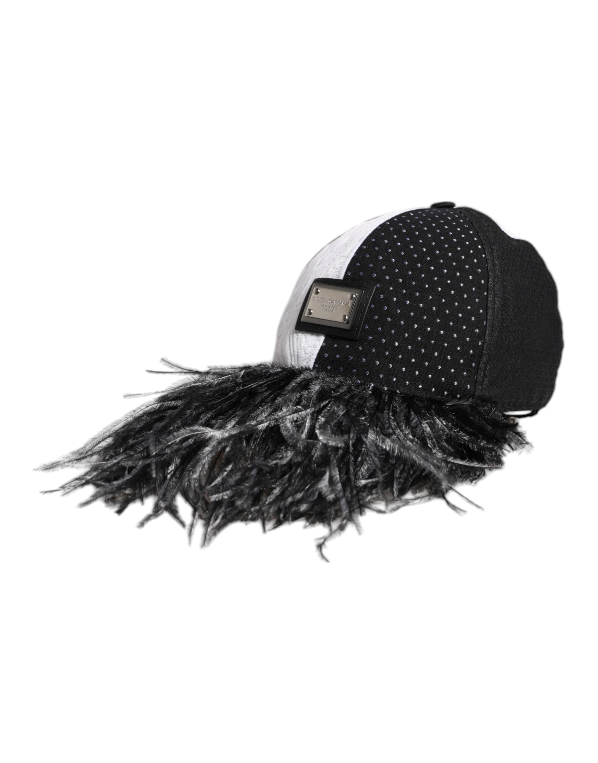 White Black Polka Dot Feathers Baseball Cap - ventzia