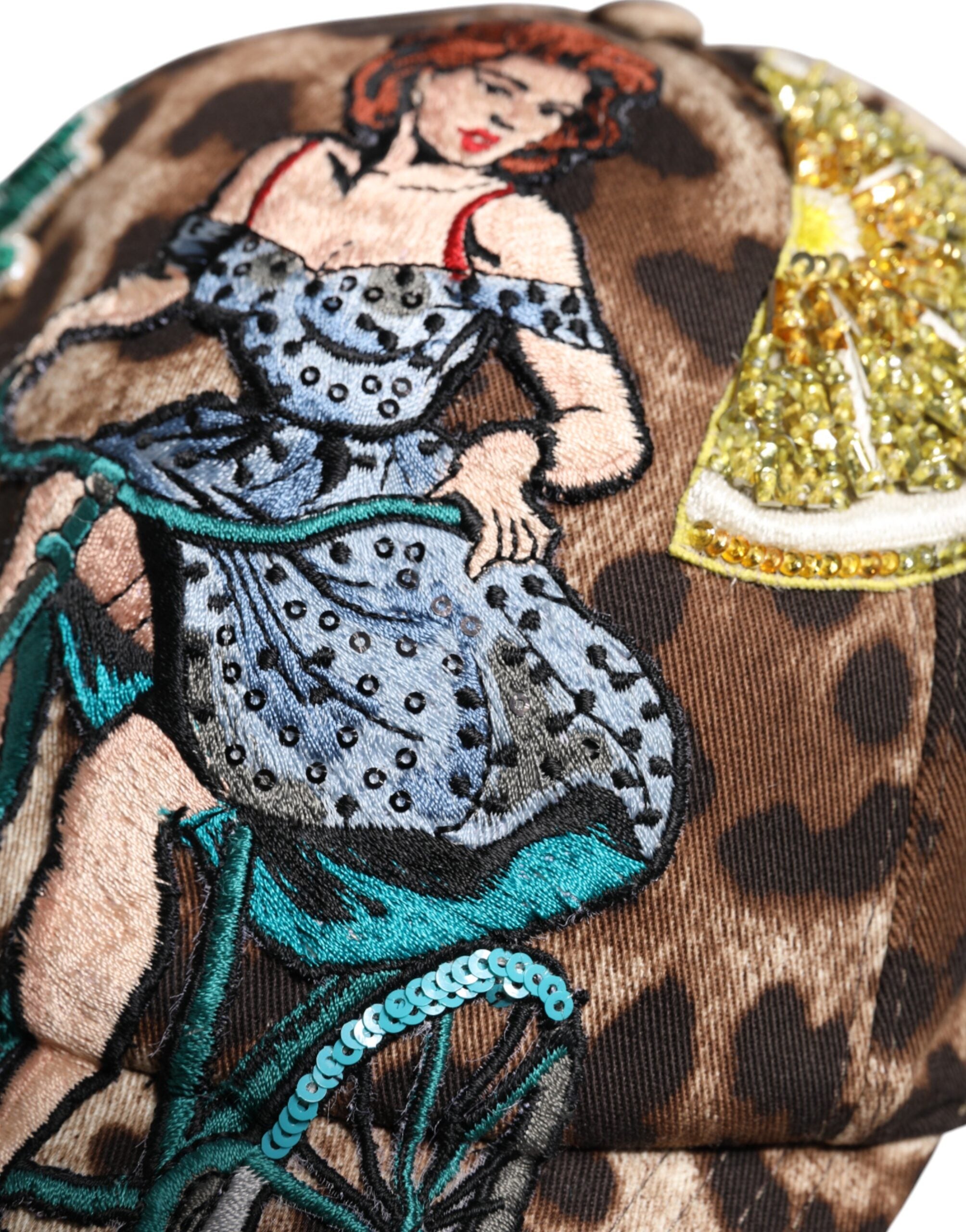 Brown Leopard Sequin Sicily Baseball Cap - ventzia