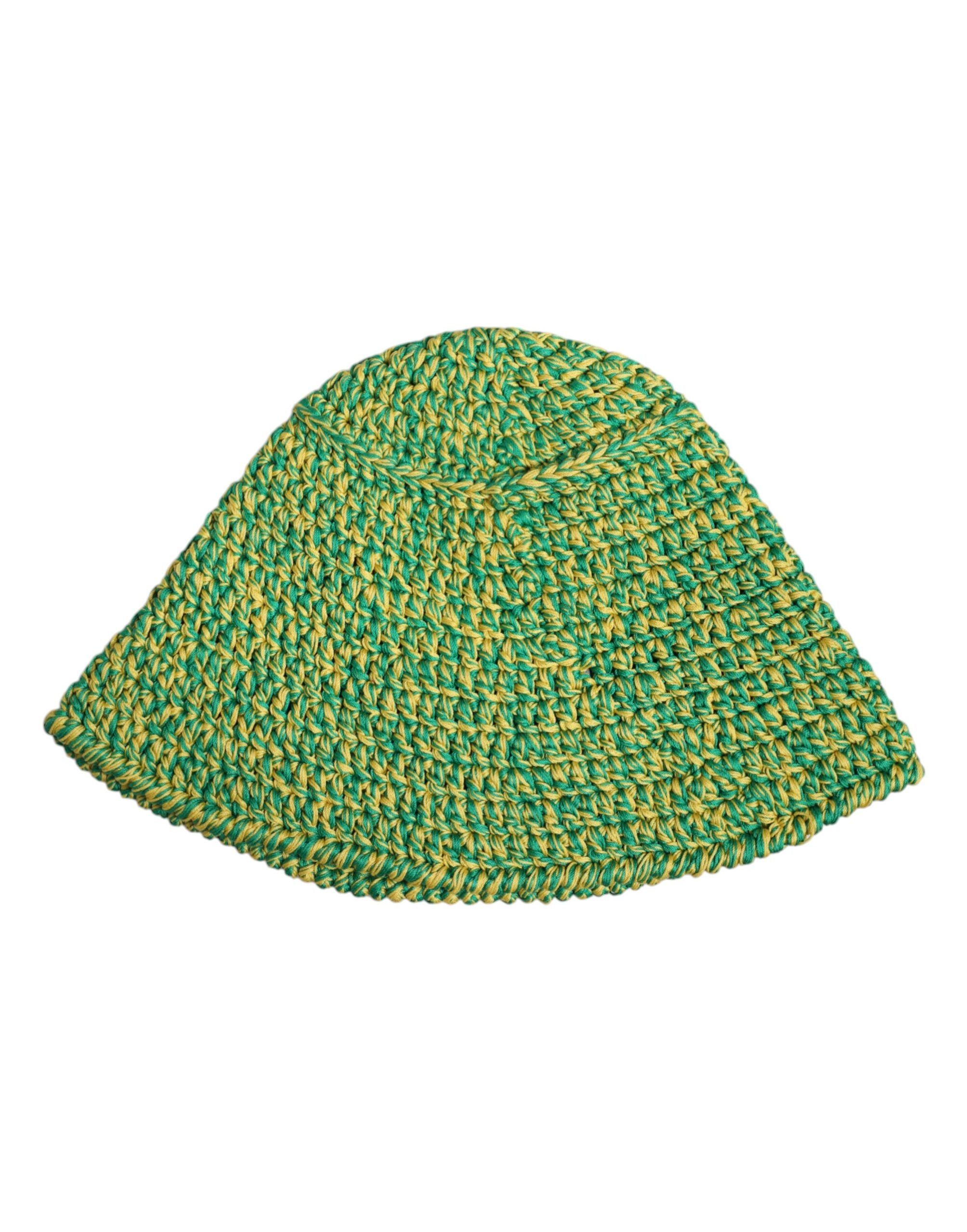 Green Cotton Crochet DG Logo Bucket Hat - ventzia