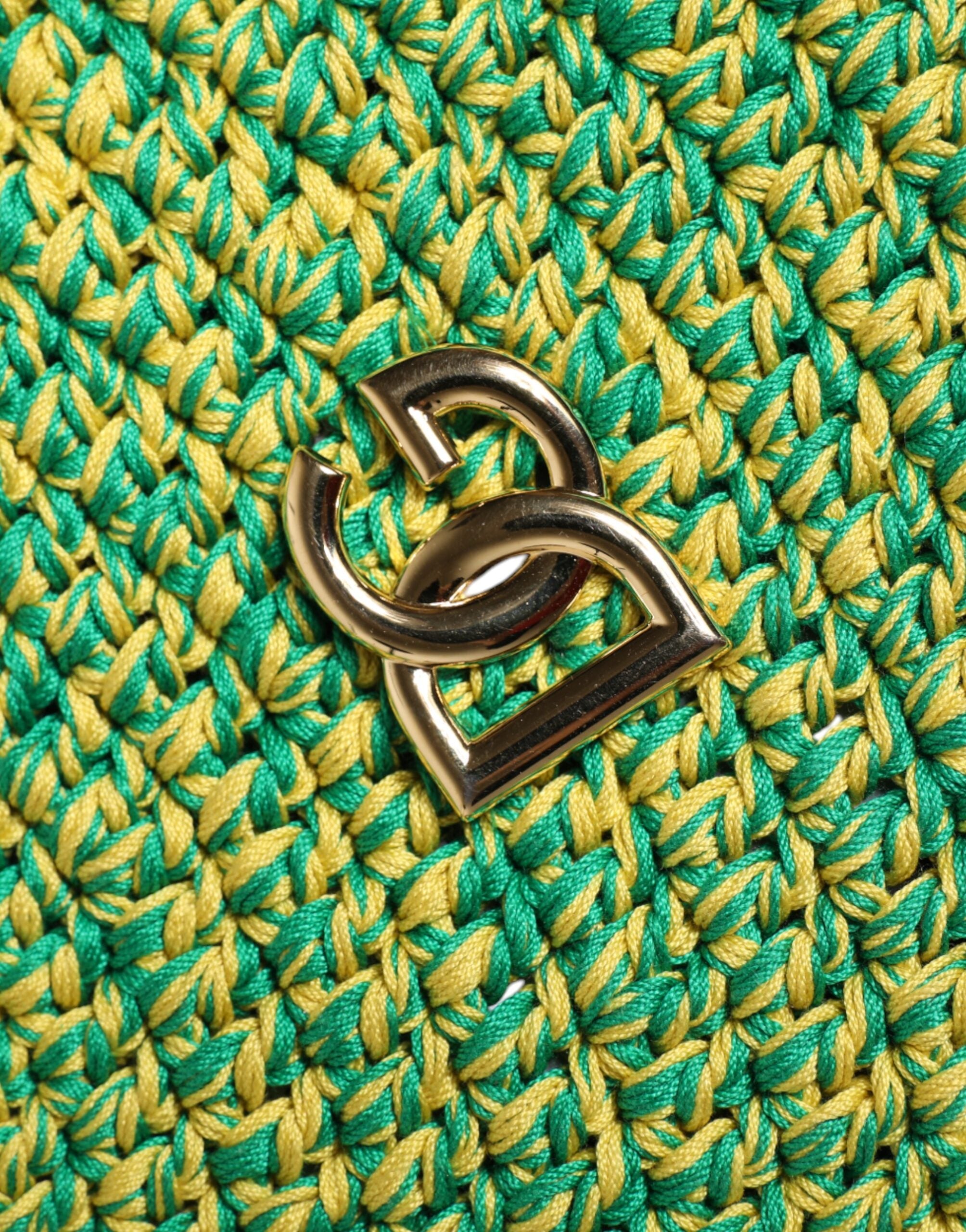 Green Cotton Crochet DG Logo Bucket Hat - ventzia