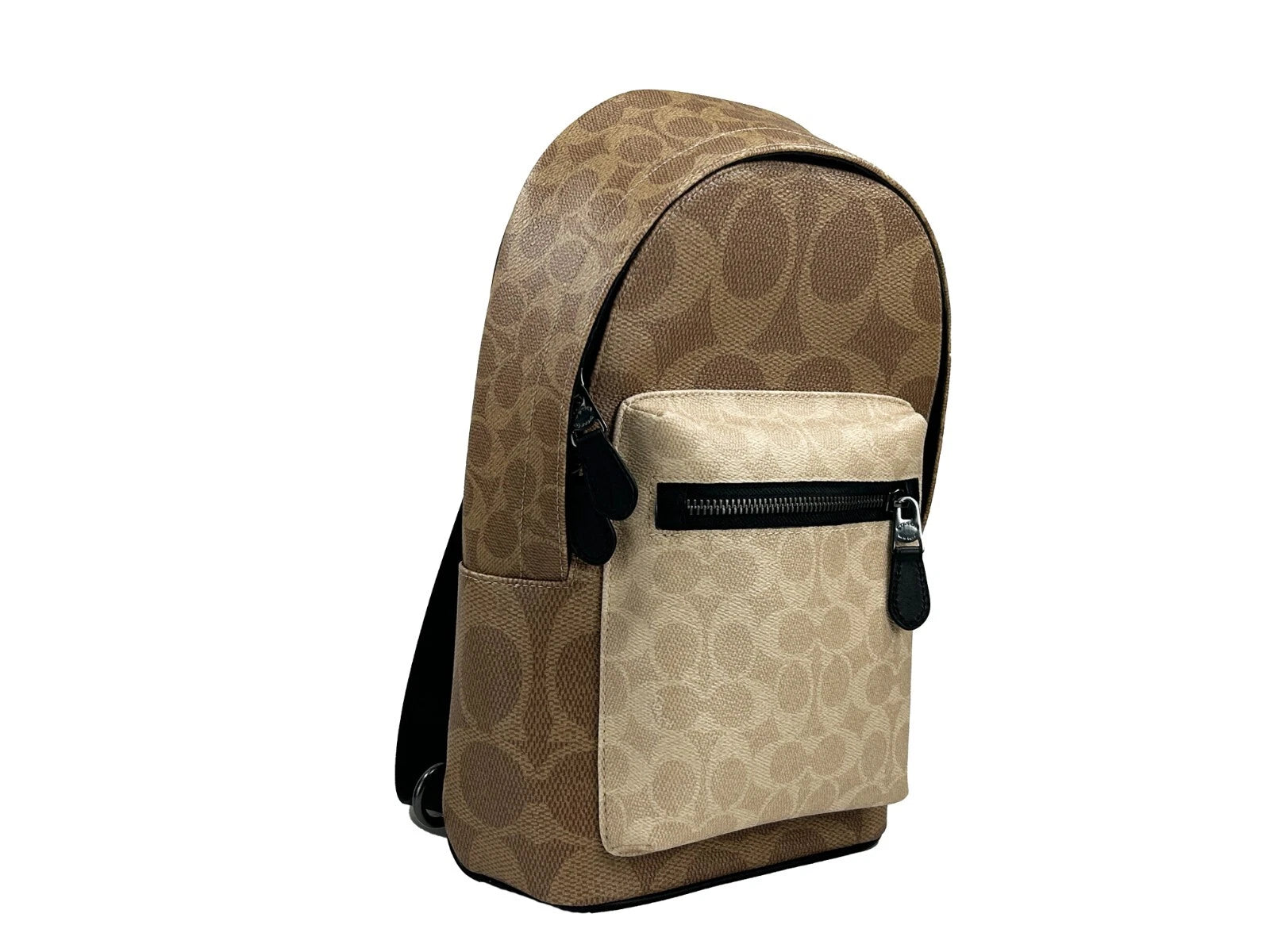 West Color Block Leather Sling Pack Backpack Bag Sand - ventzia
