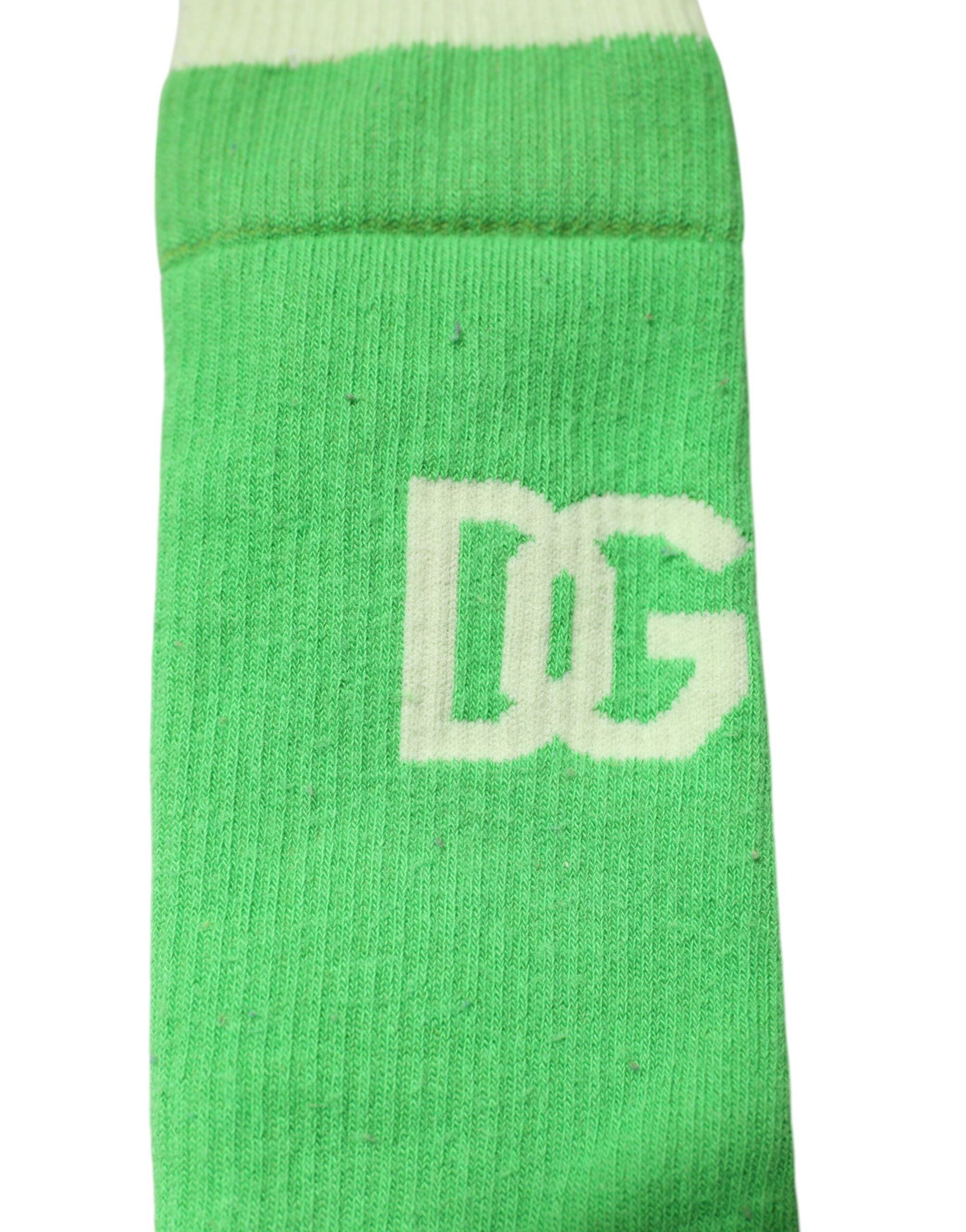Green DG Logo Mid Calf Men Nylon Socks - ventzia