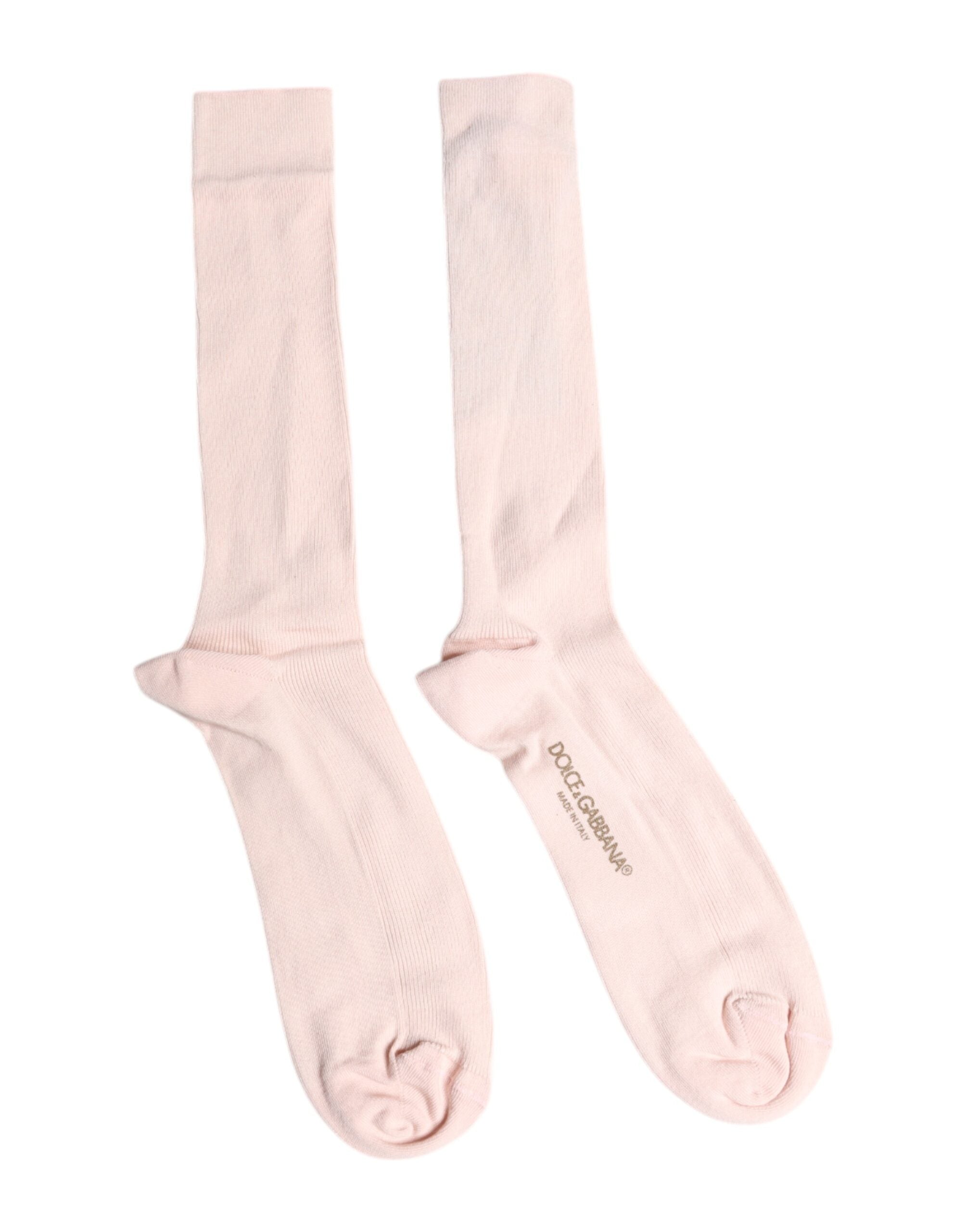 Ivory Cotton Stretch Logo Over Calf Socks - ventzia