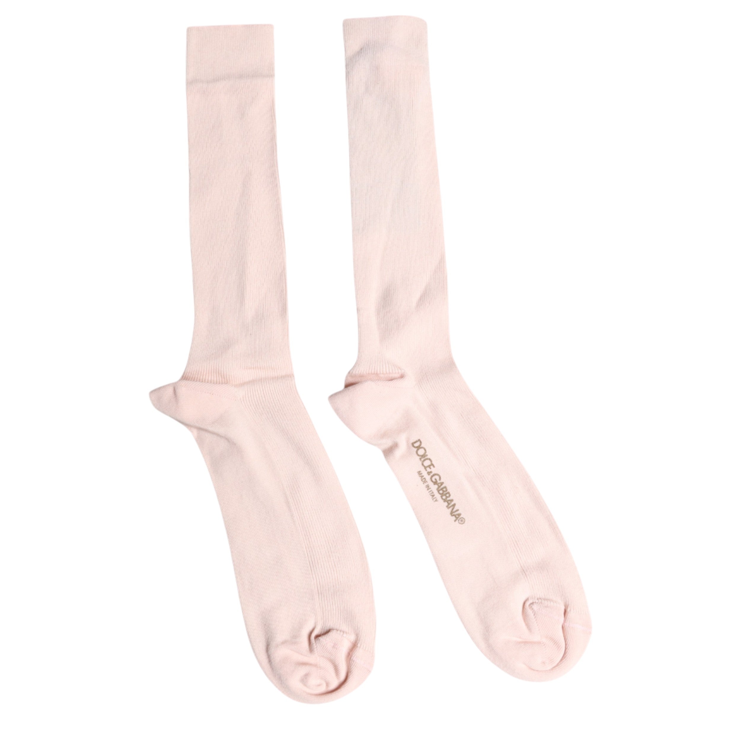 Ivory Cotton Stretch Logo Over Calf Socks - ventzia