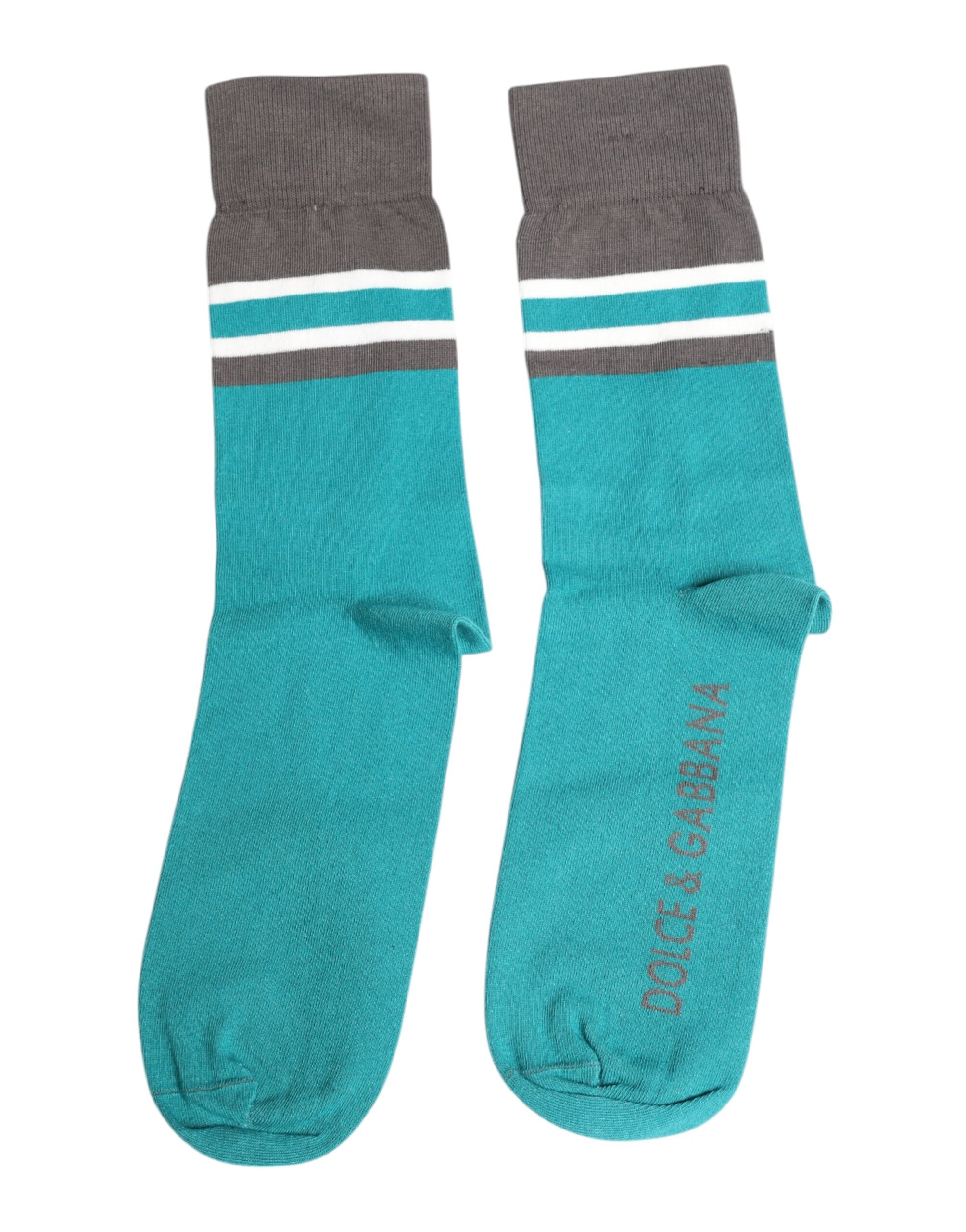 Green Gray Stretch DG Logo Mid Calf Socks - ventzia