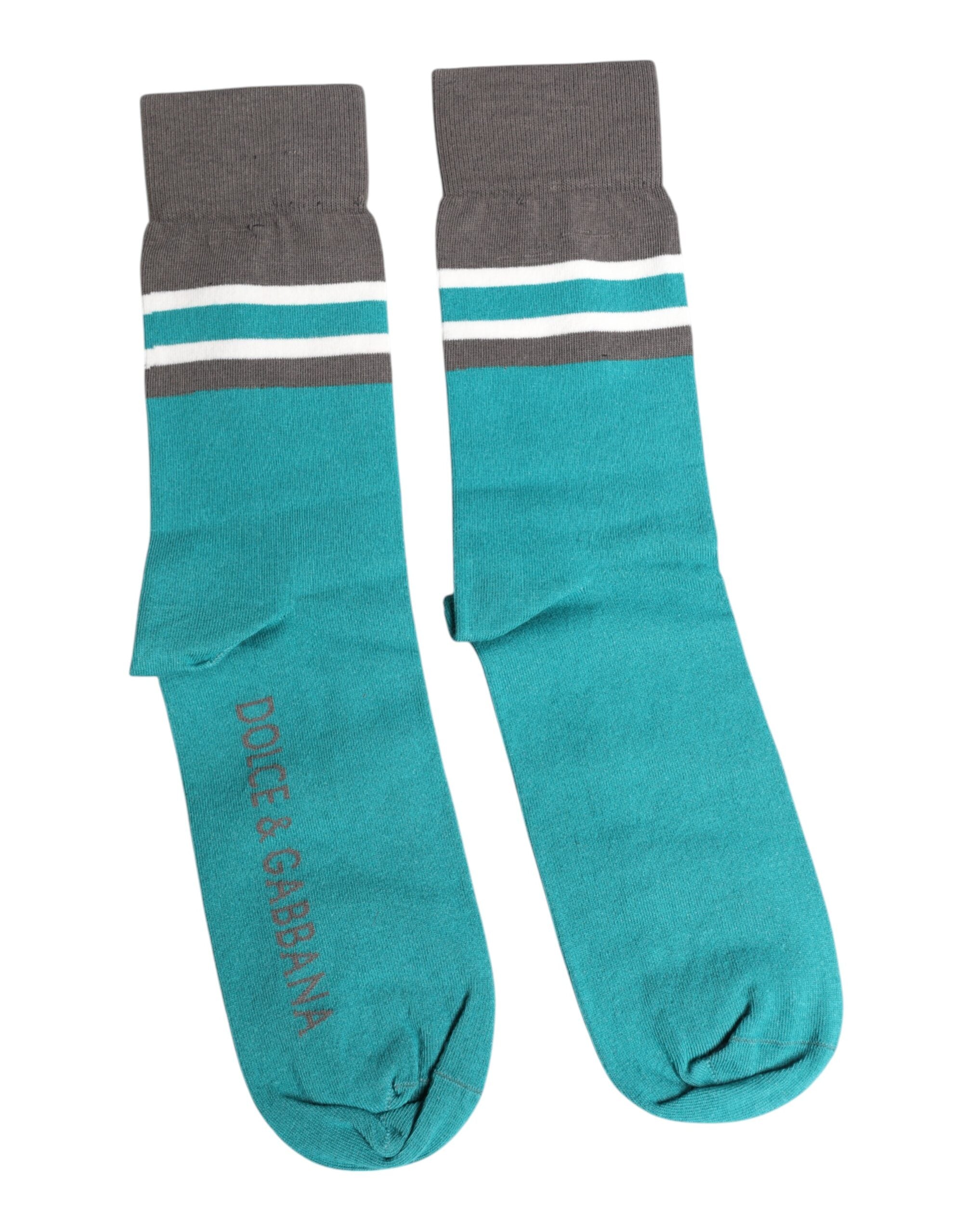 Green Gray Stretch DG Logo Mid Calf Socks - ventzia
