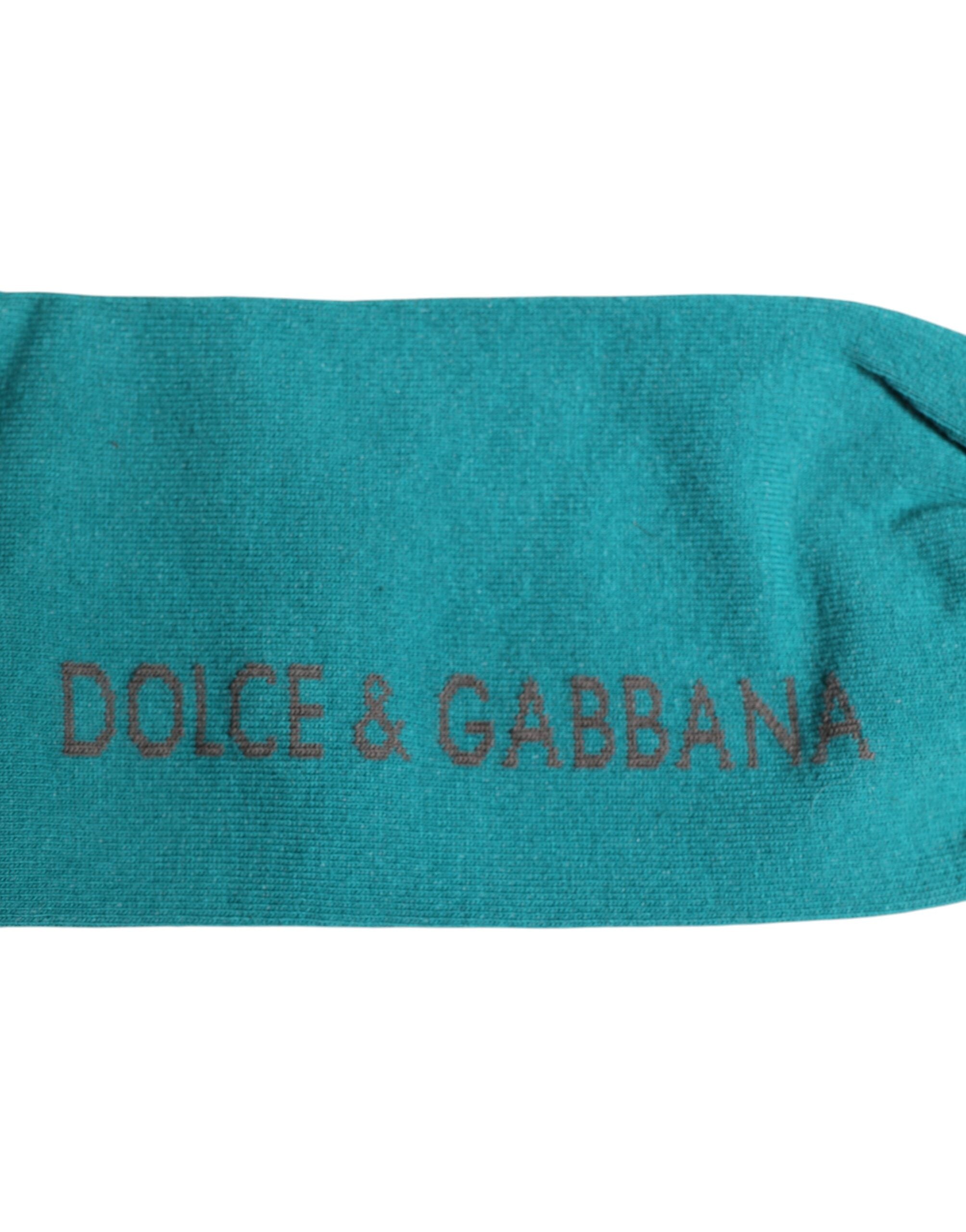 Green Gray Stretch DG Logo Mid Calf Socks - ventzia
