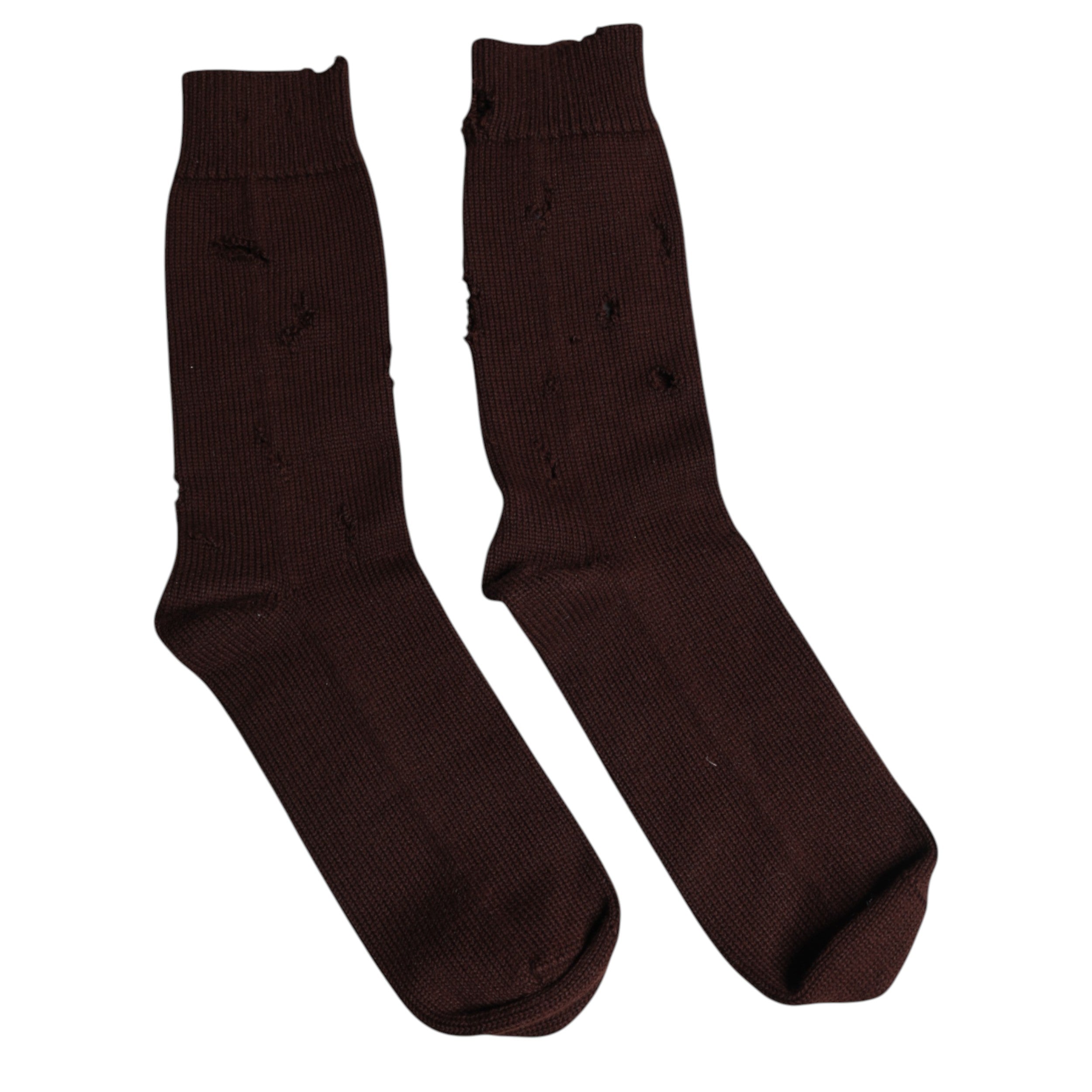 Brown Solid Cotton Stretch Mid Calf Socks - ventzia