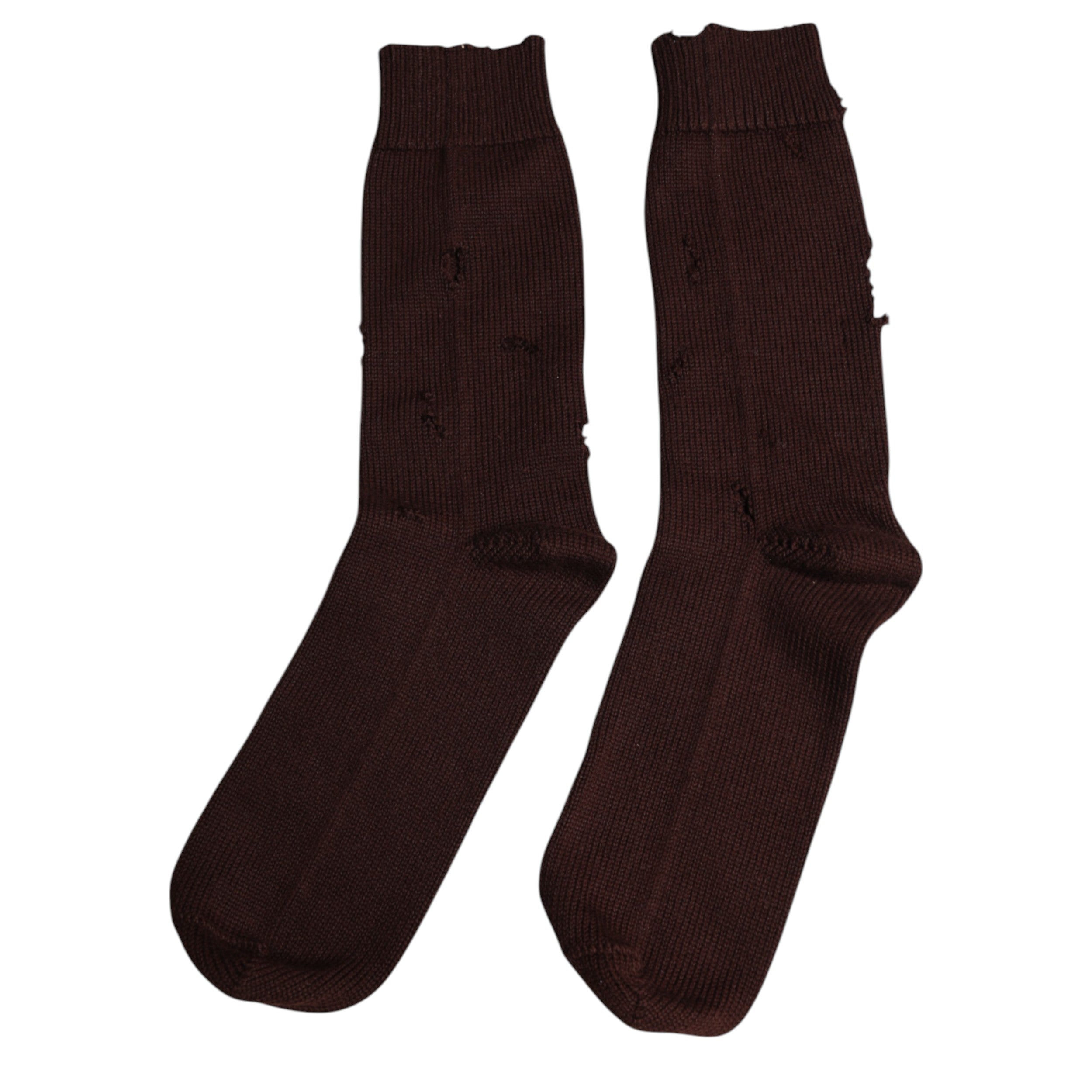 Brown Solid Cotton Stretch Mid Calf Socks - ventzia