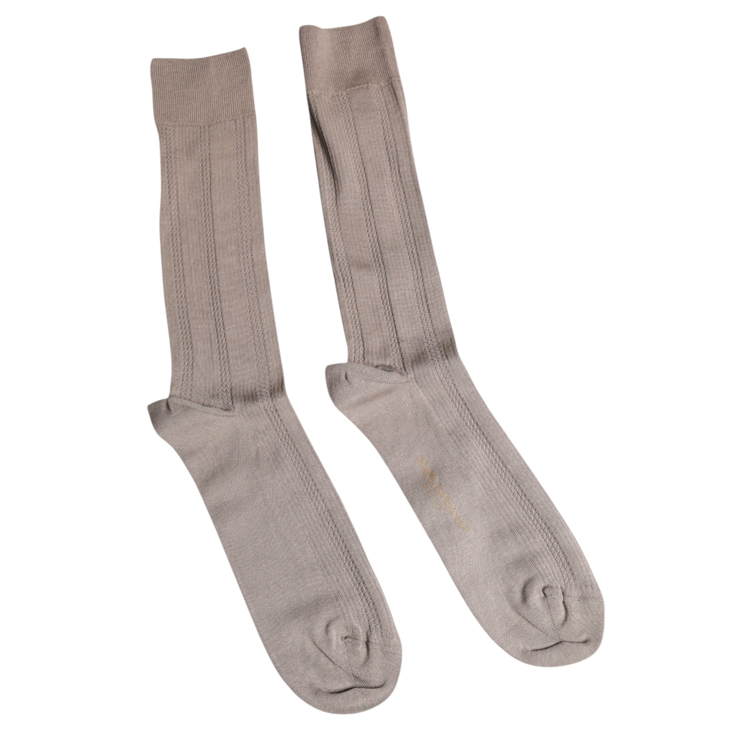 Brown Cotton Stretch Logo Over Calf Socks - ventzia