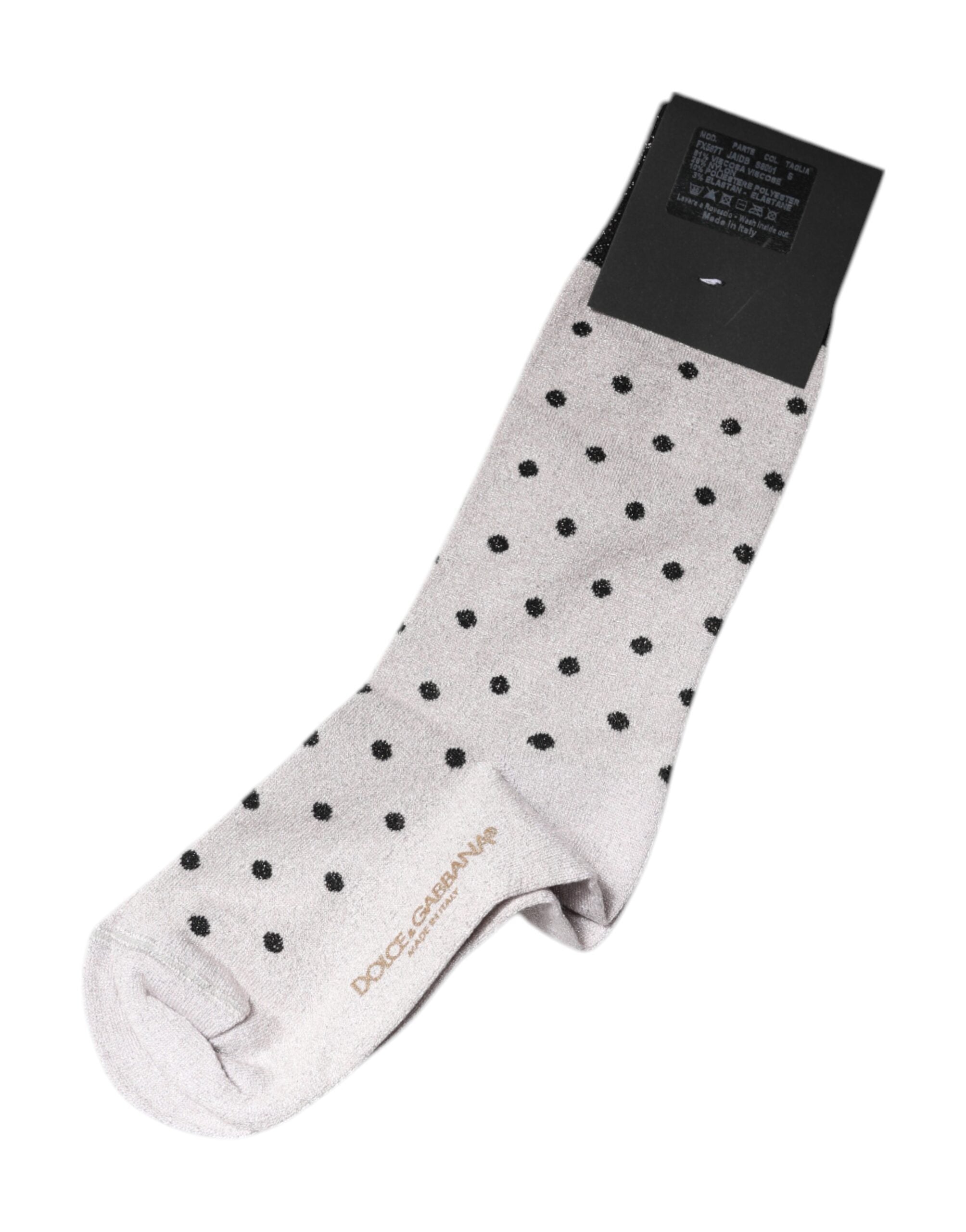 Gray Viscose Stretch Dotted Socks - ventzia