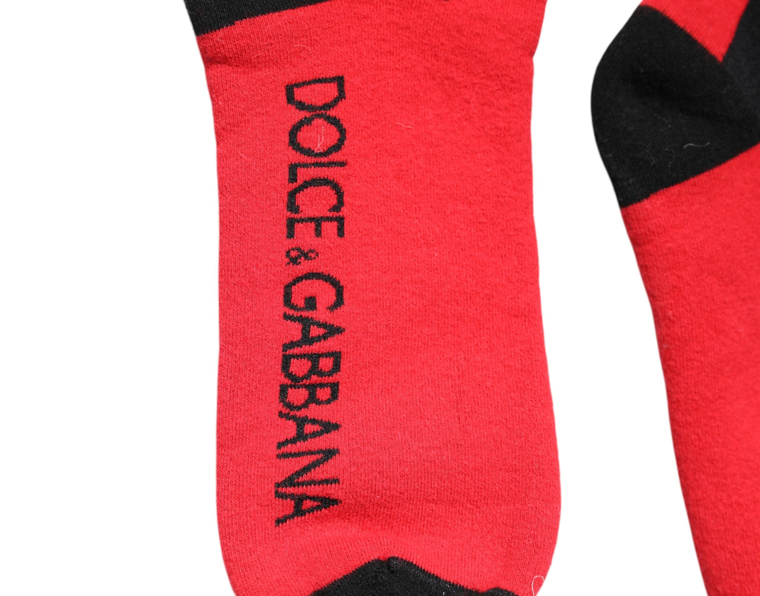 Red Cotton Stretch Printed Socks - ventzia