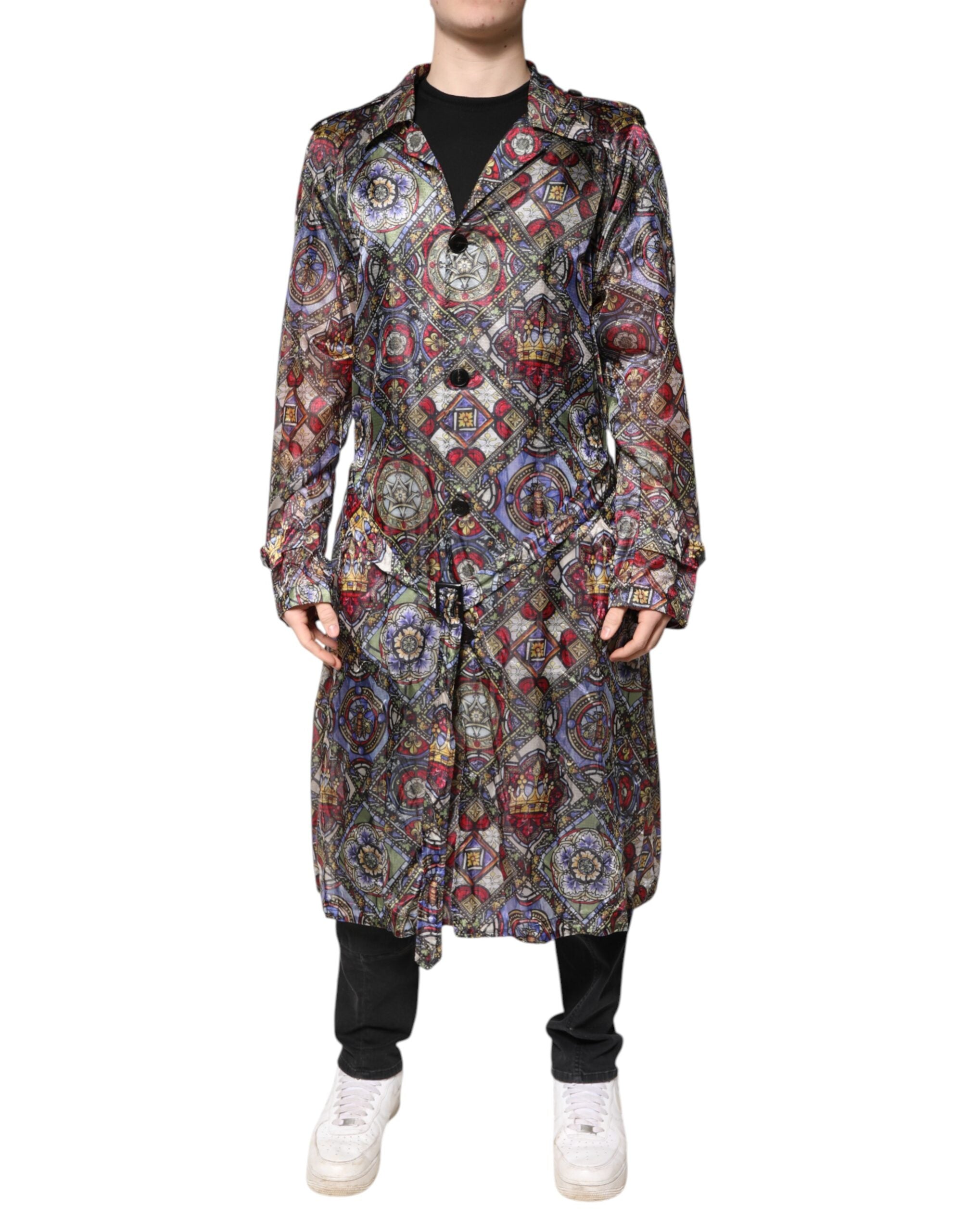 Multicolor Royal Bee Crown Trench Coat Jacket - ventzia