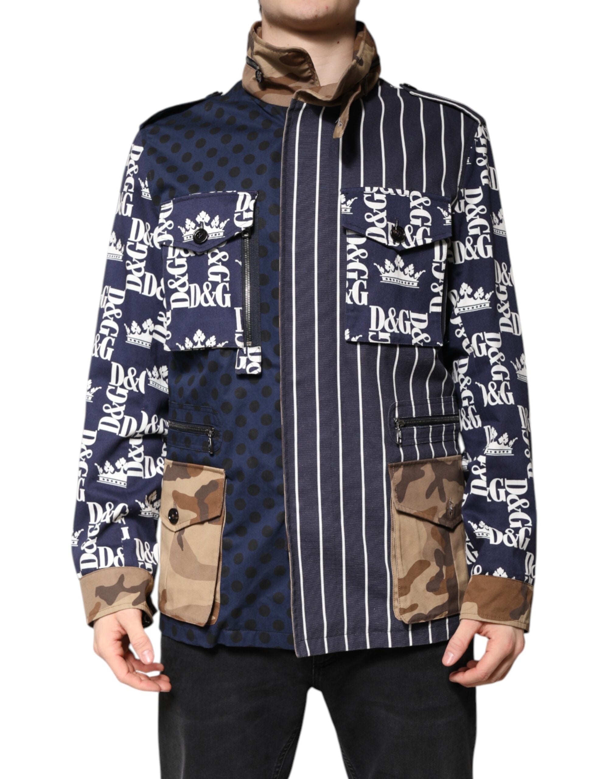 Multicolor Cotton Logo Patchwork Coat Jacket - ventzia