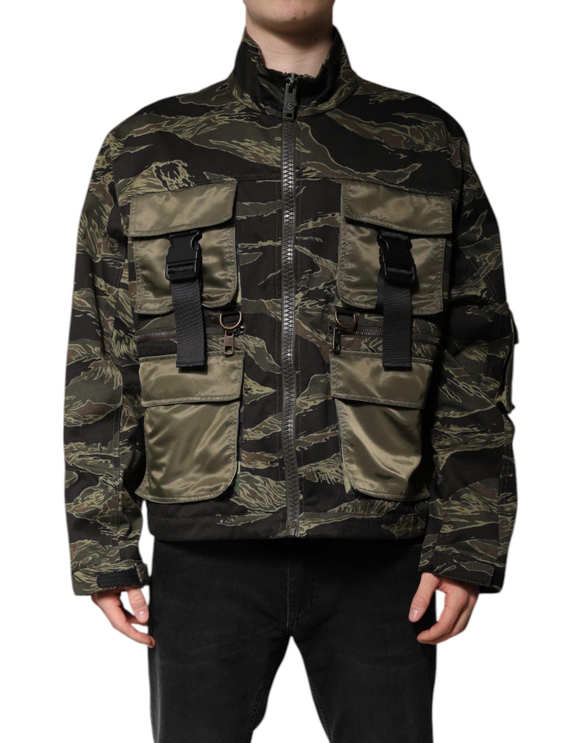 Multicolor Camouflage Cotton Bomber Jacket - ventzia