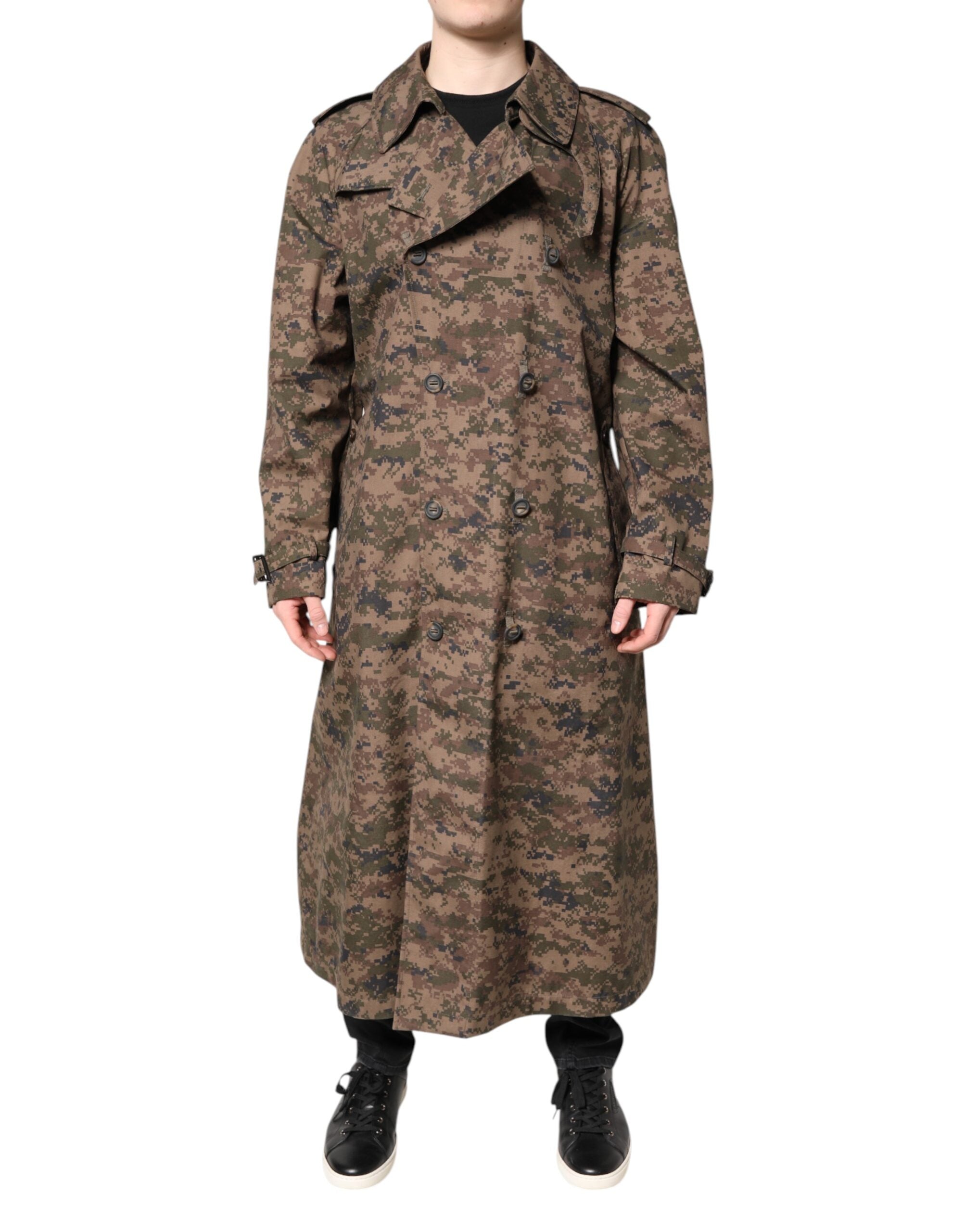 Multicolor Camouflage Double Breasted Coat Jacket - ventzia