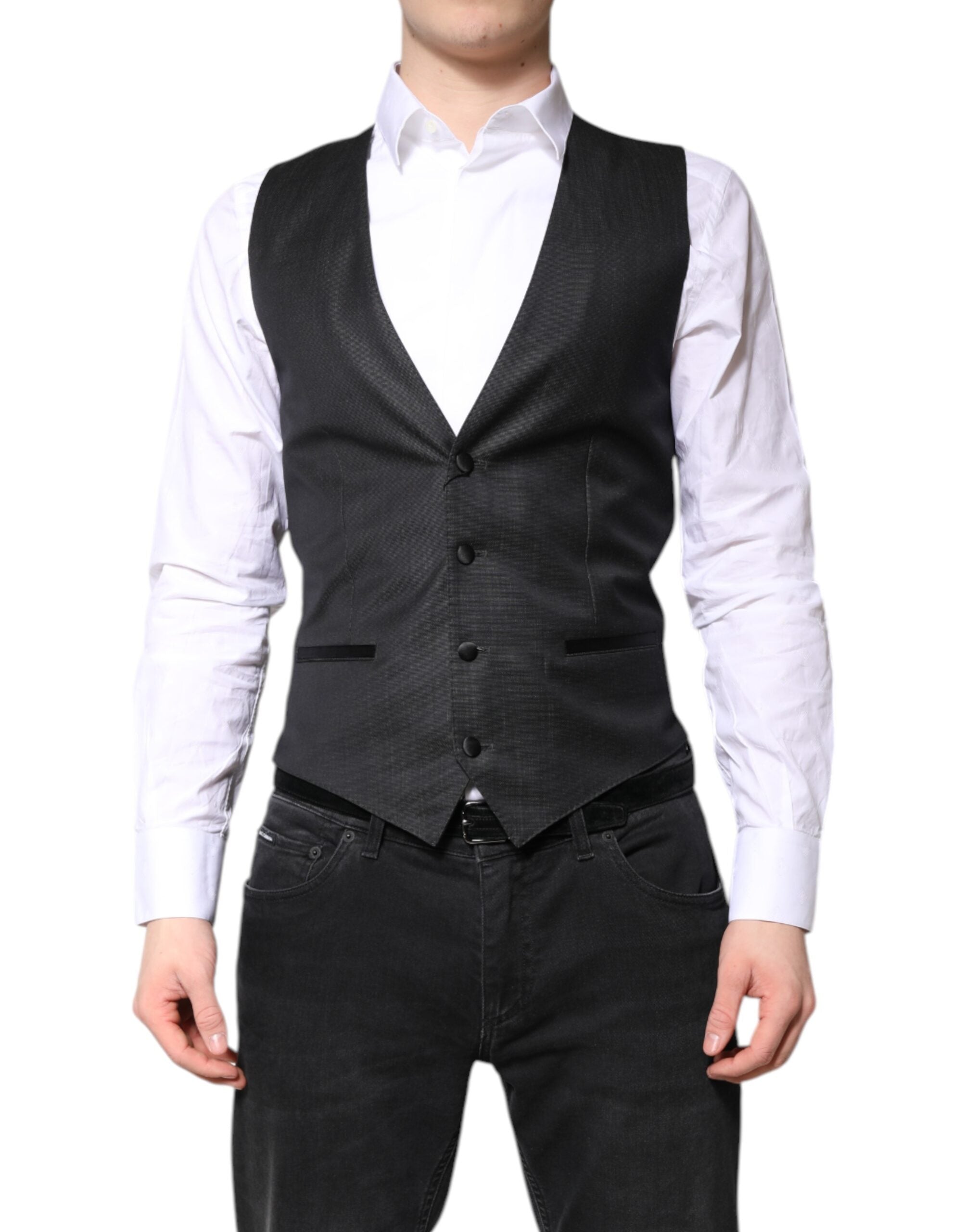 Black Wool Waistcoat Dress Formal Vest - ventzia