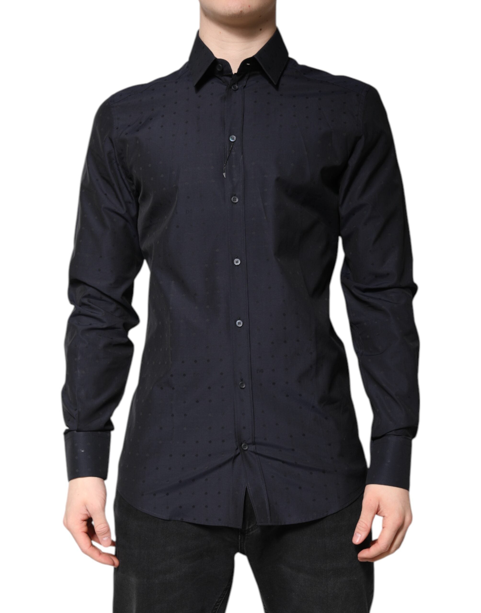 Black Cotton GOLD Men Dress Formal Shirt - ventzia