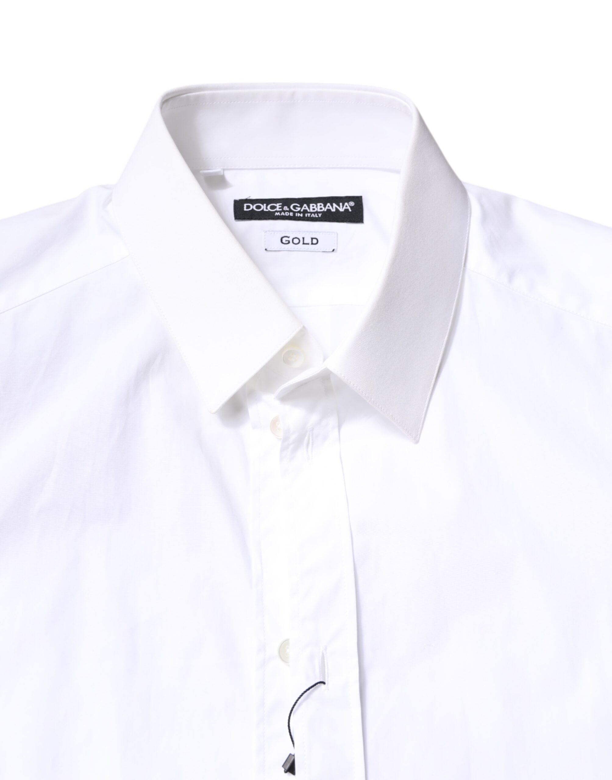 White Cotton GOLD Dress Formal Collared Shirt - ventzia