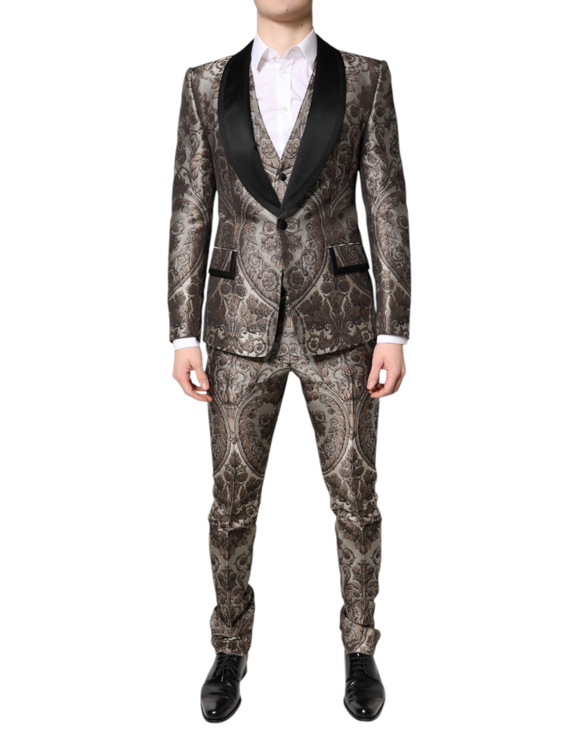 Multicolor Jacquard Single Breasted 3 Piece Suit - ventzia