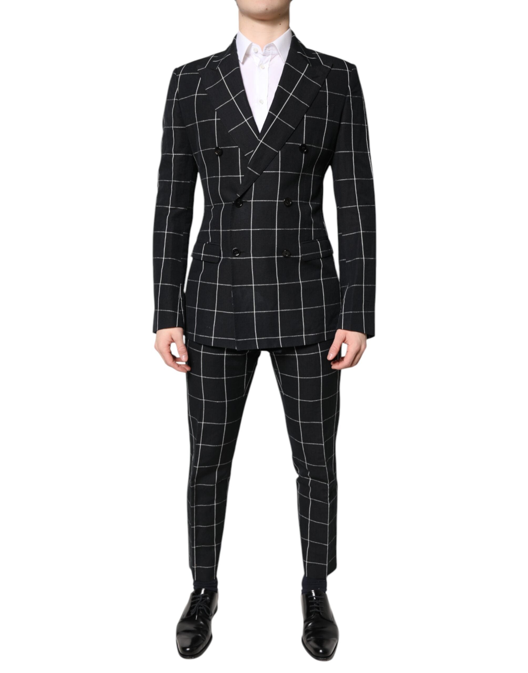 Black TAORMINA Double Breasted 2 Piece Suit - ventzia