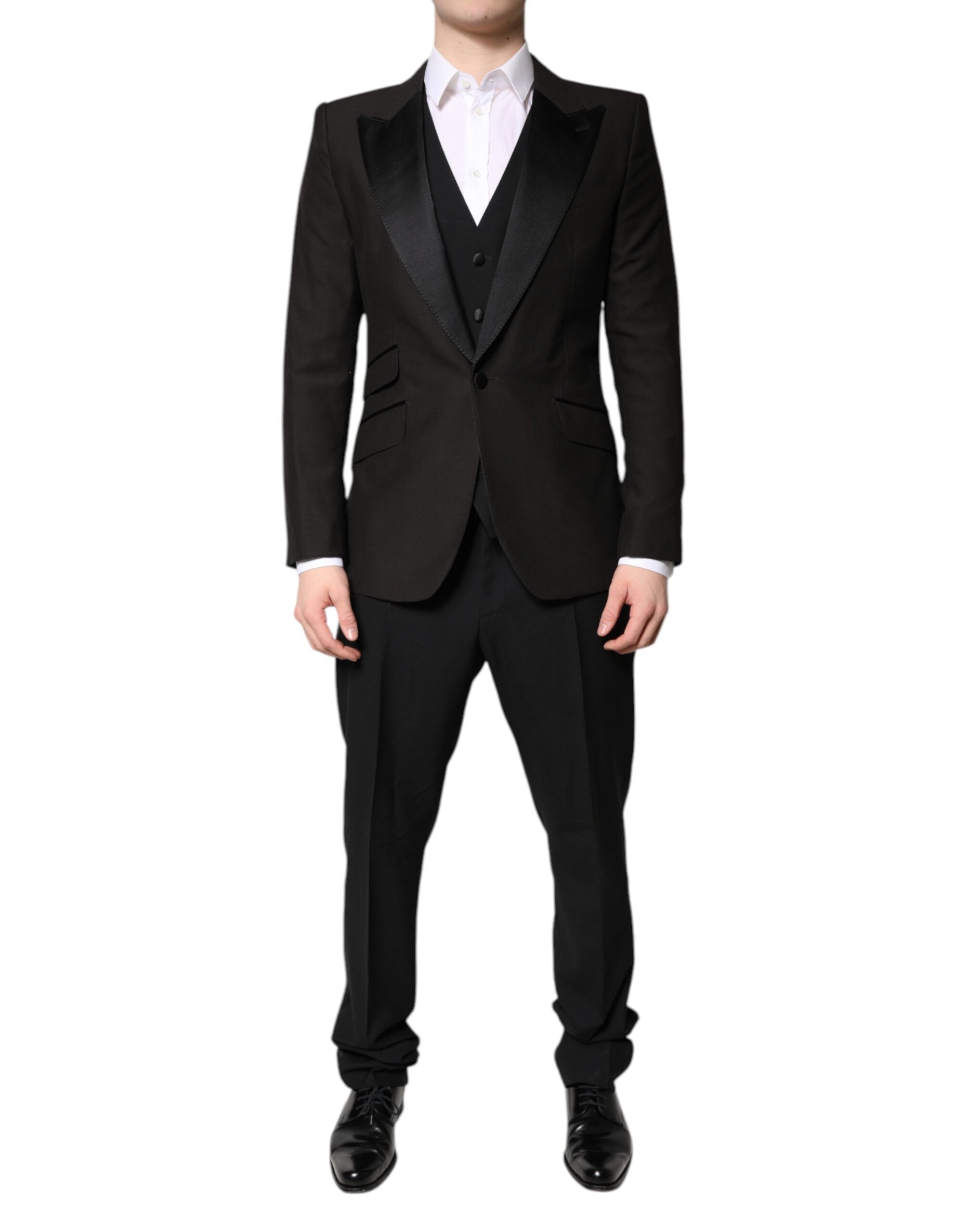 Black Single Breasted Formal 3 Piece Suit - ventzia