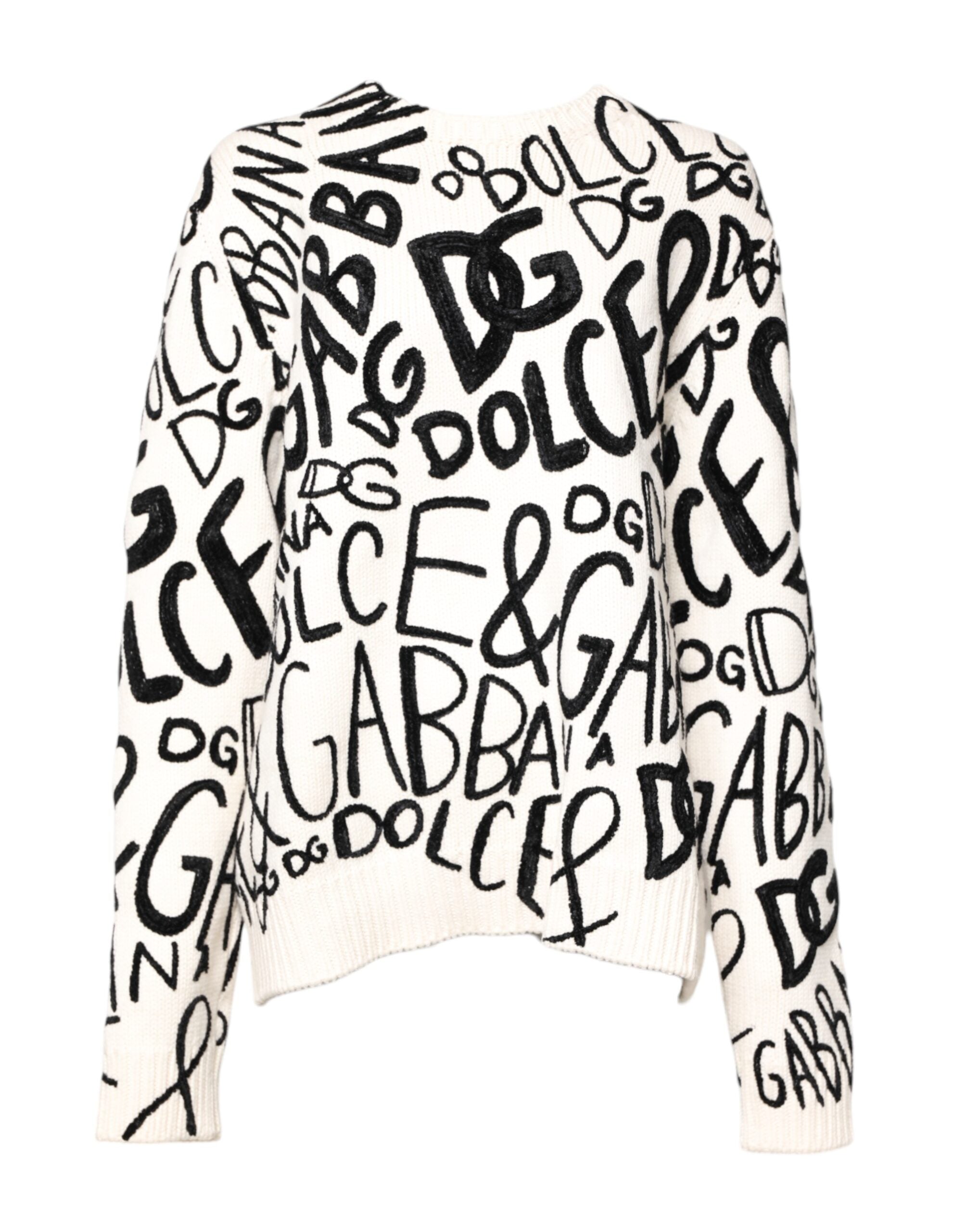 White Black Logo Print Women Pullover Sweater - ventzia