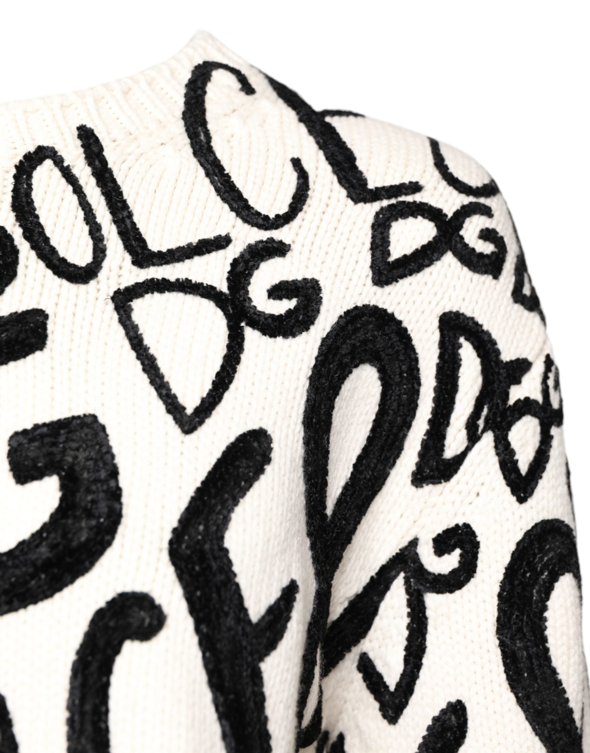 White Black Logo Print Women Pullover Sweater - ventzia